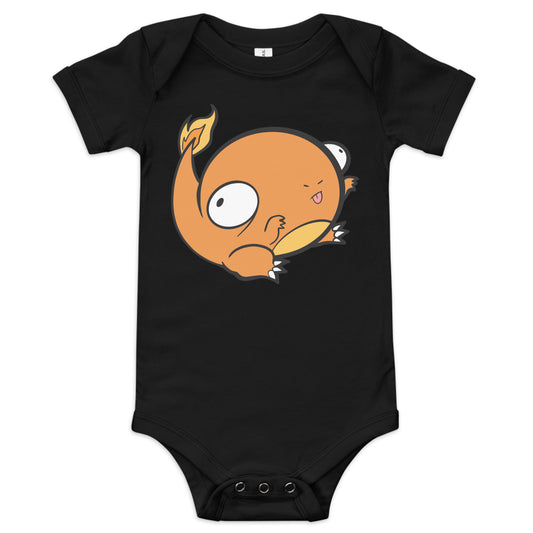 Charmander Pokederp Baby Short Sleeve One Piece  Level 1 Gamers Black 3-6m 