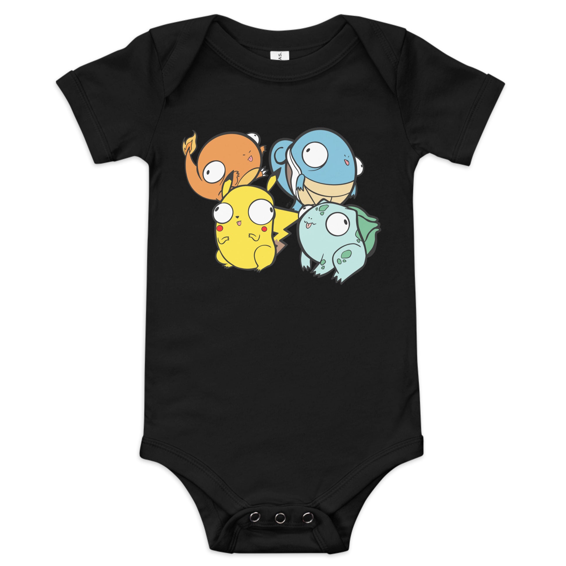 Poke Derps Baby Short Sleeve One Piece  Level 1 Gamers Black 3-6m 