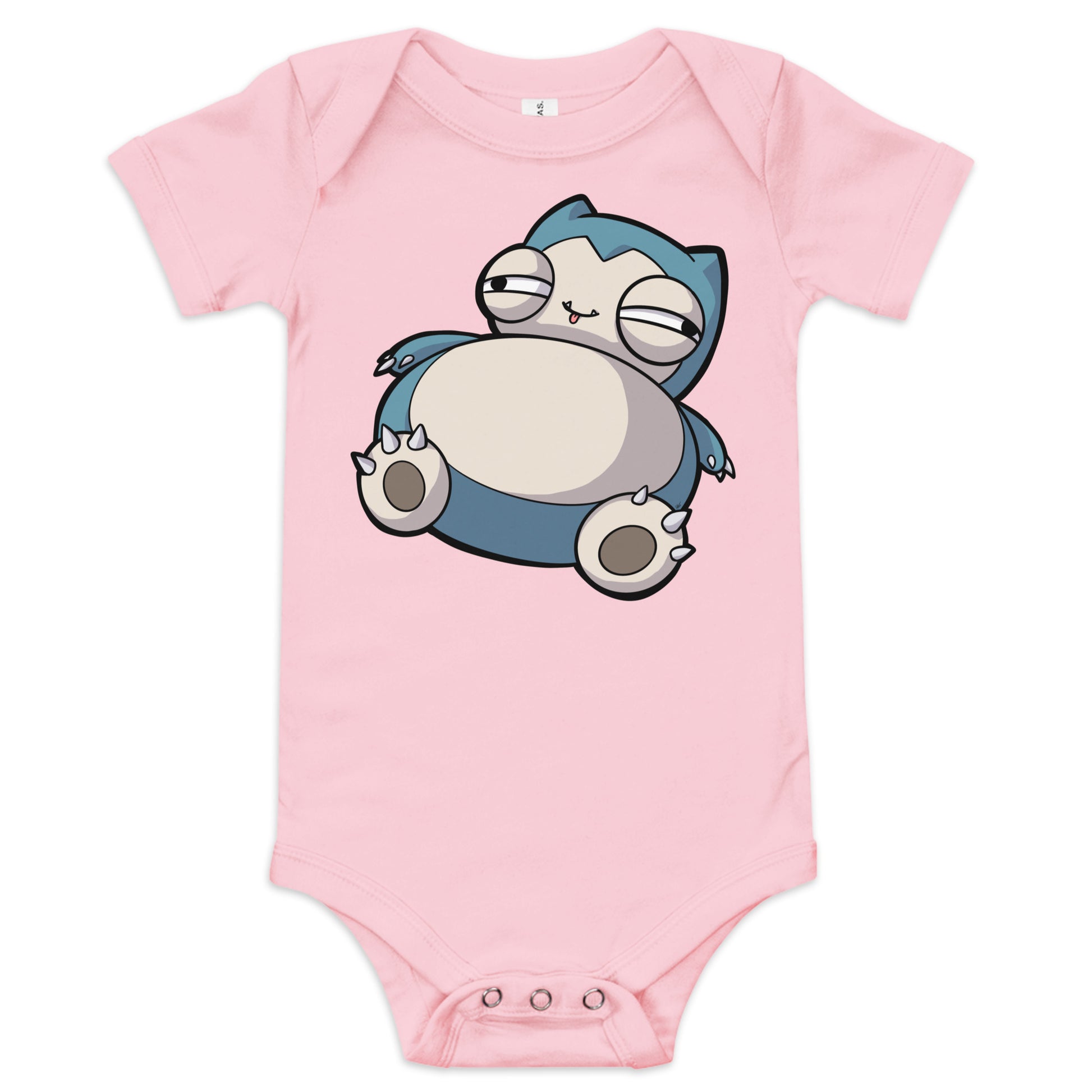 Snorlax Pokederp Baby Short Sleeve One Piece  Level 1 Gamers Pink 3-6m 