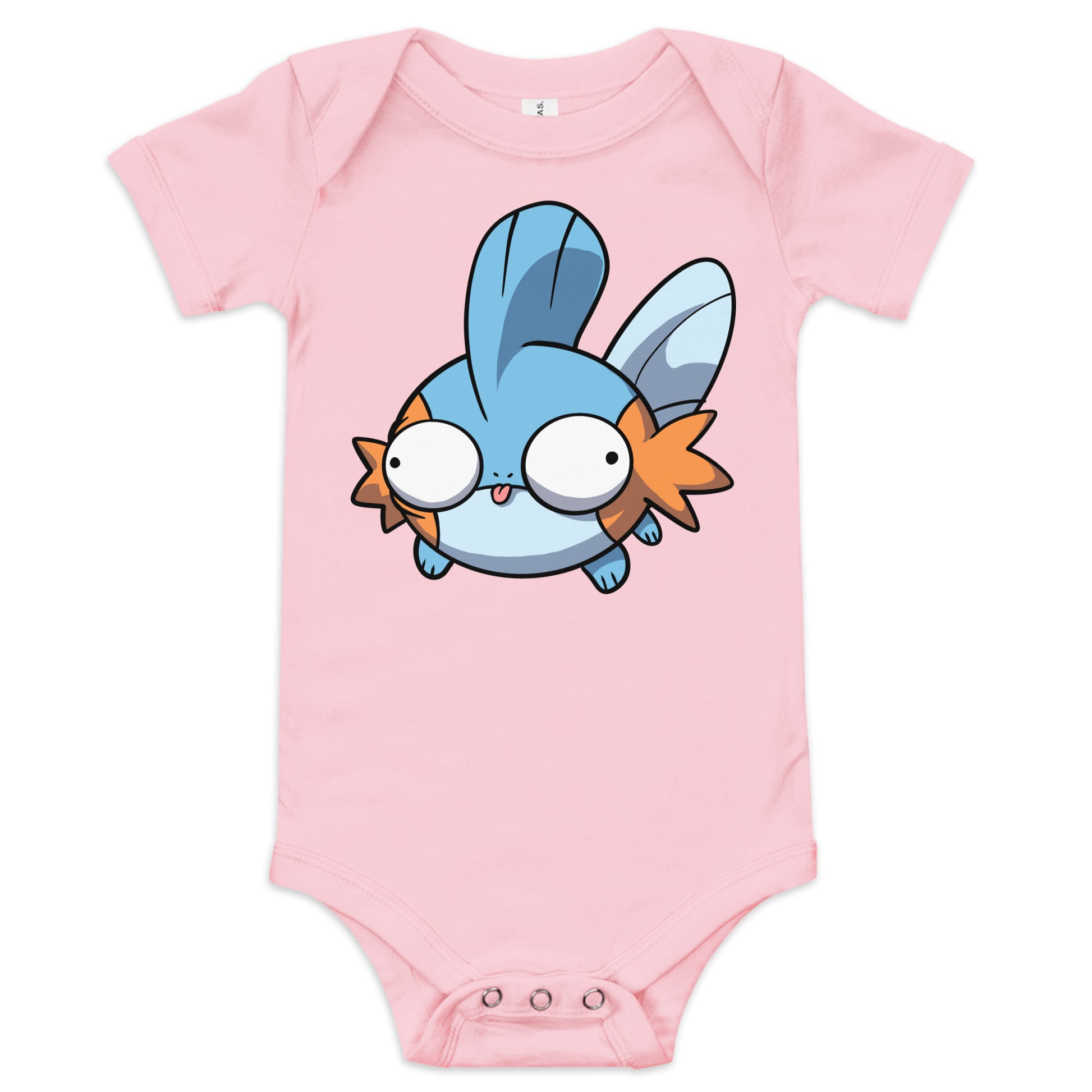 Mudkip Pokederp Baby Short Sleeve One Piece  Level 1 Gamers Pink 3-6m 