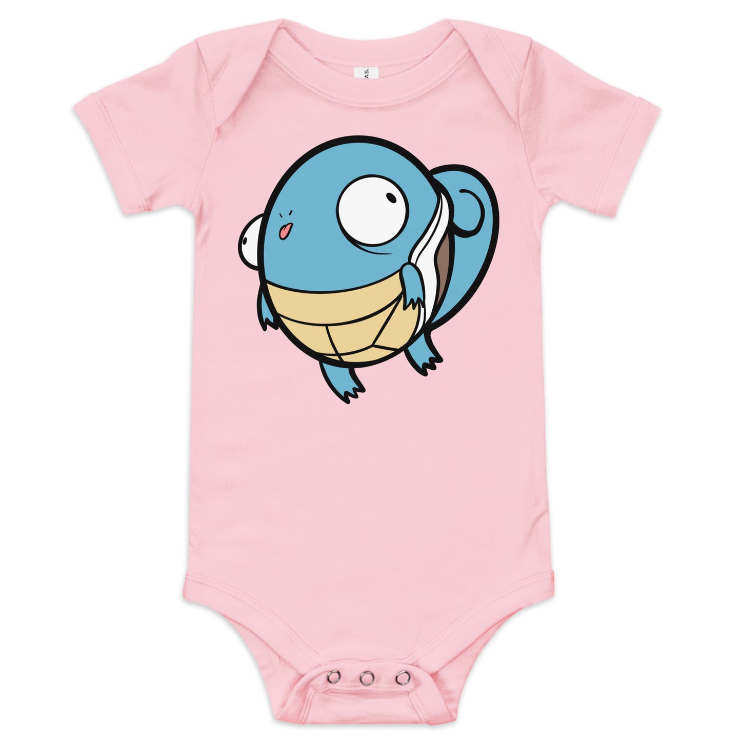 Squirtle Pokederp Baby Short Sleeve One Piece  Level 1 Gamers Pink 3-6m 