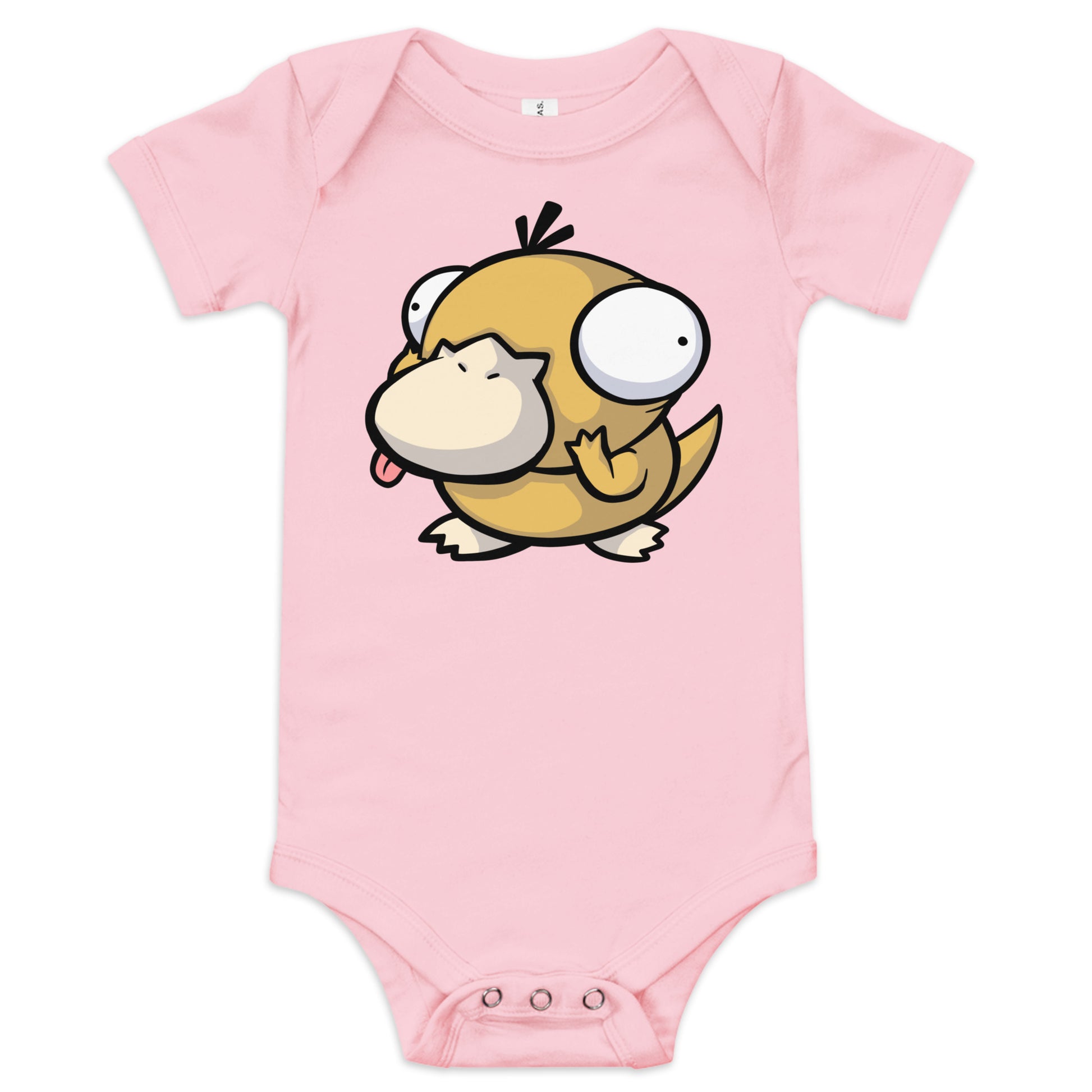 Psyduck Pokederp Baby Short Sleeve One Piece  Level 1 Gamers Pink 3-6m 