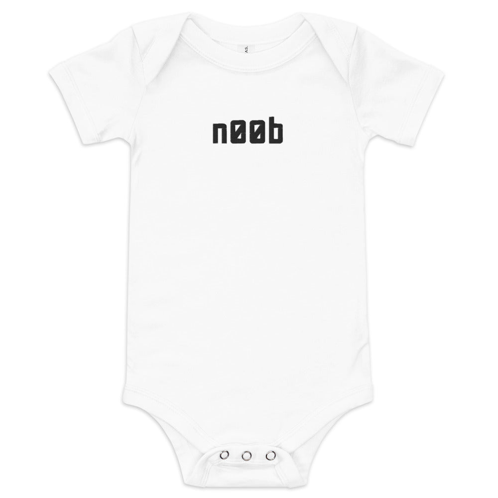 Noob EMBROIDERED Baby short sleeve one piece  Level 1 Gamers White 3-6m 