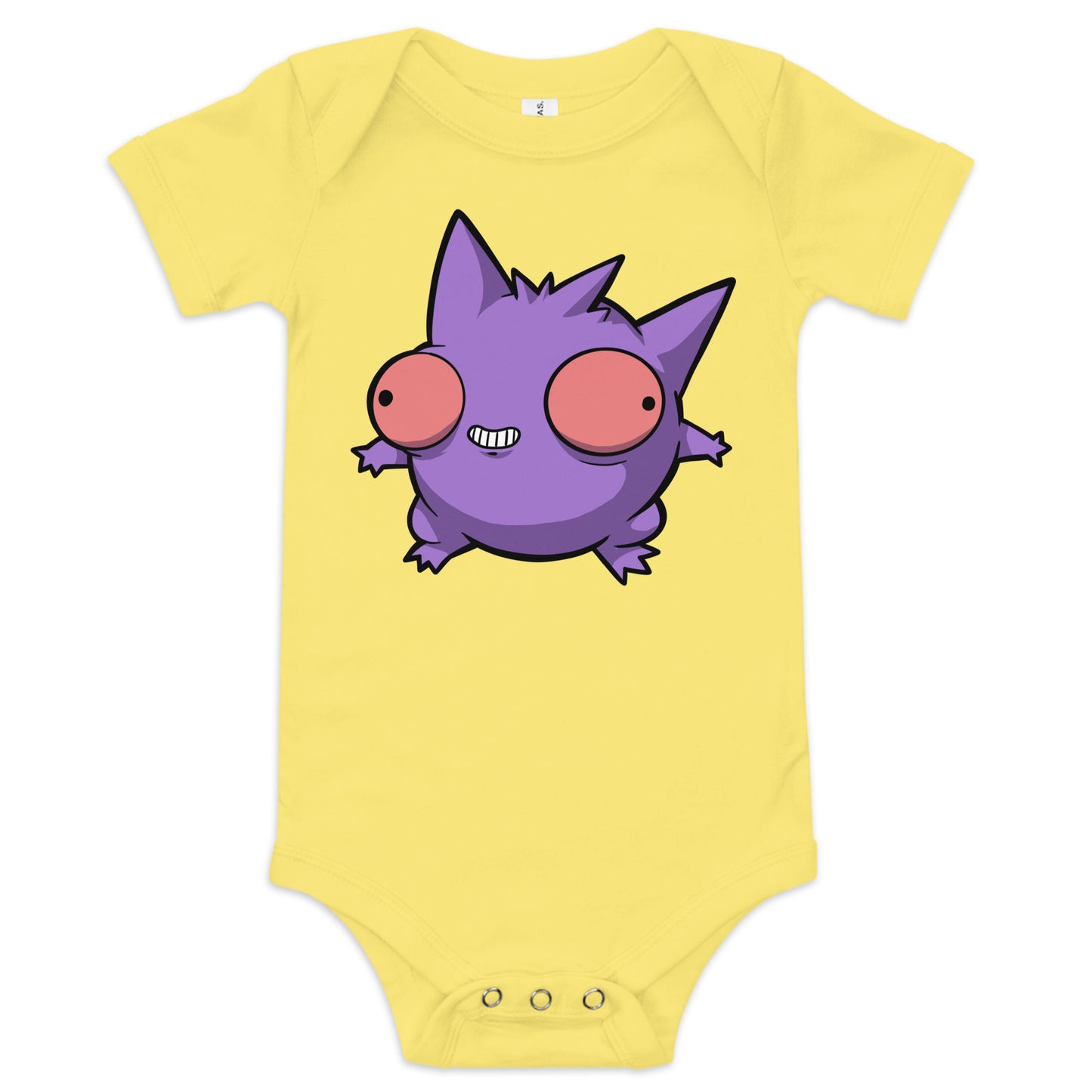 Gengar Pokederp Baby Short Sleeve One Piece  Level 1 Gamers Yellow 3-6m 