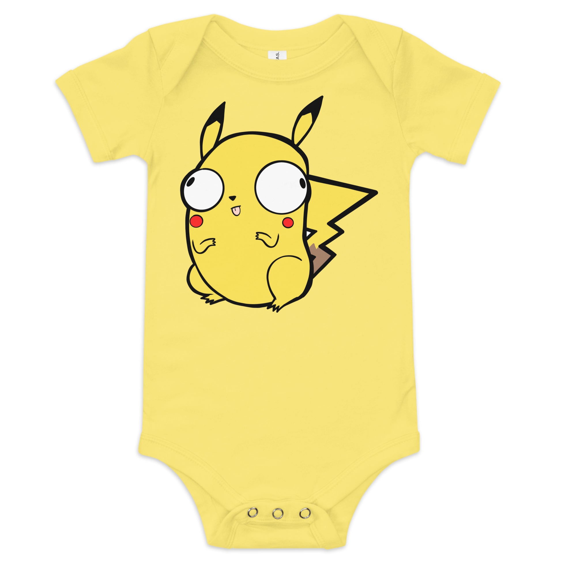 Pikachu Pokederp Baby Short Sleeve One Piece  Level 1 Gamers Yellow 3-6m 