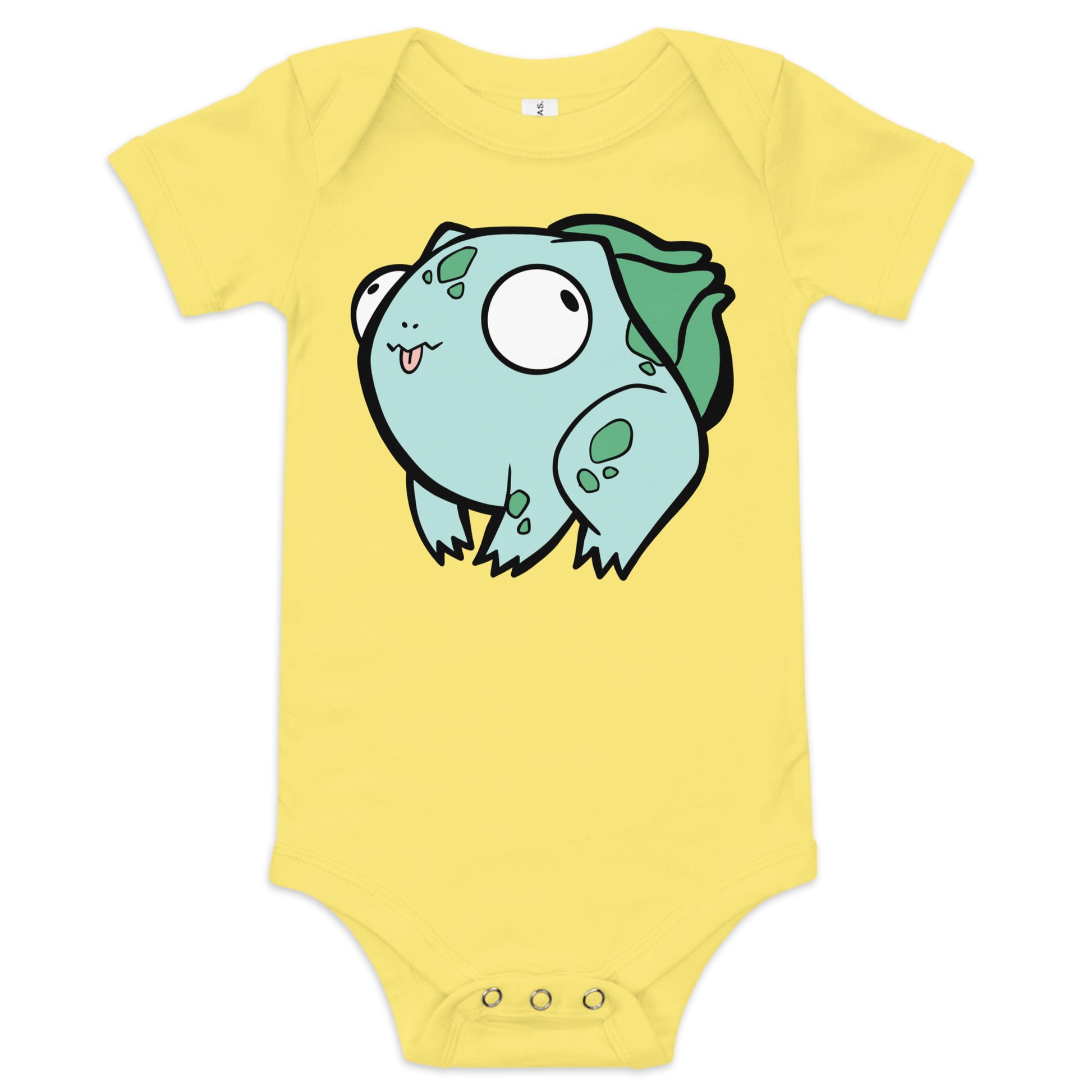 Bulbasaur Pokederp Baby Short Sleeve One Piece  Level 1 Gamers Yellow 3-6m 