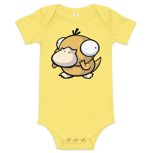 Psyduck Pokederp Baby Short Sleeve One Piece  Level 1 Gamers Yellow 3-6m 