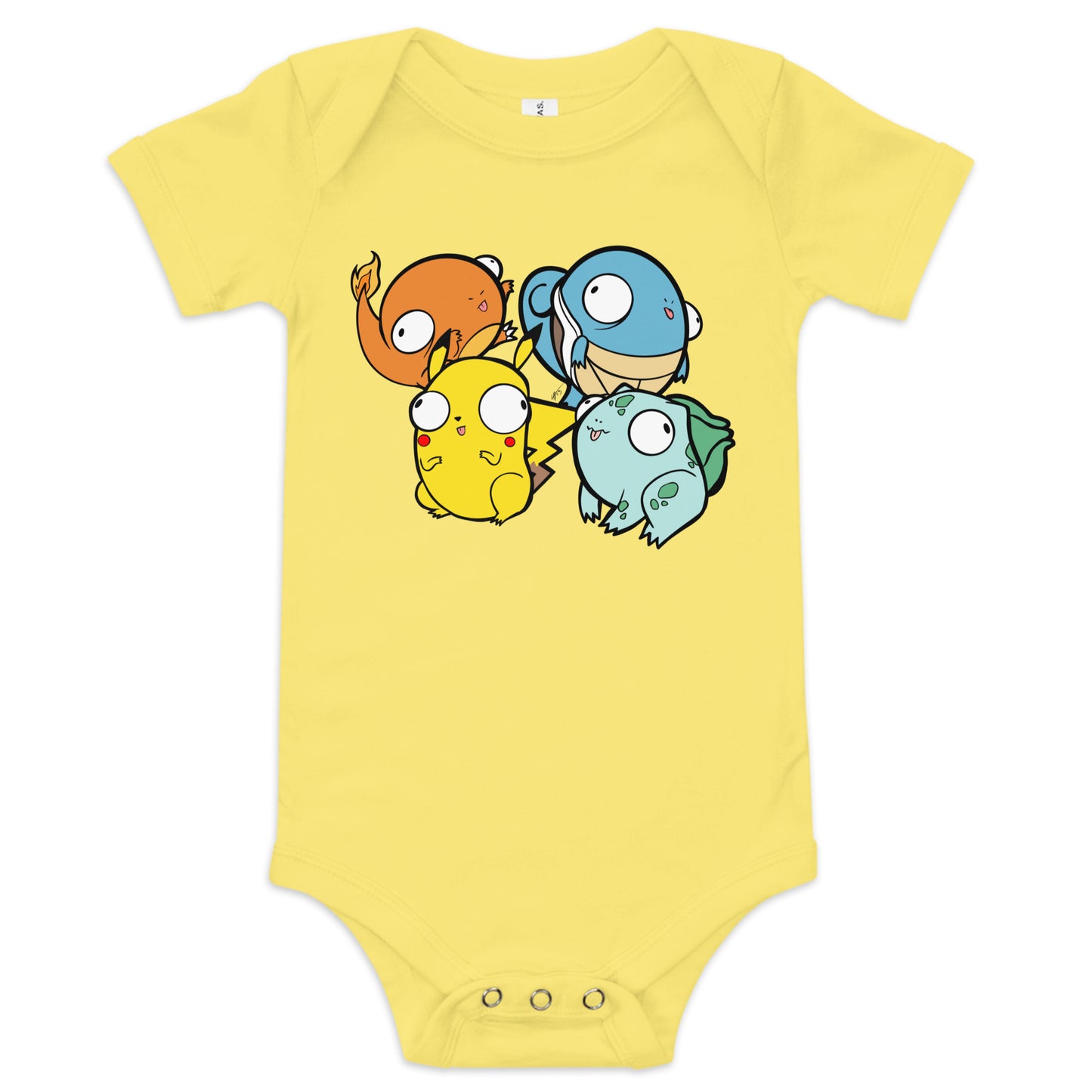 Poke Derps Baby Short Sleeve One Piece  Level 1 Gamers Yellow 3-6m 