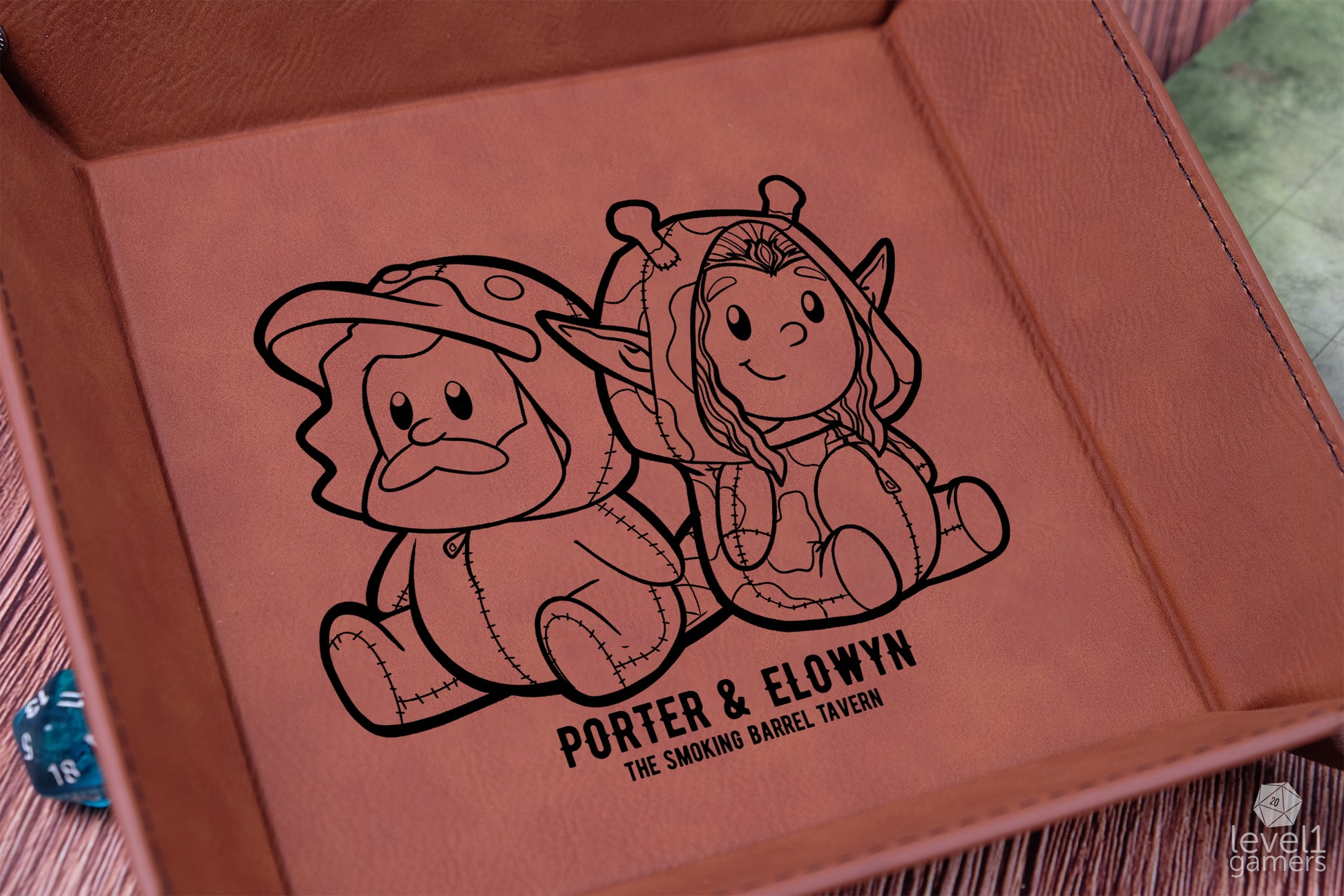 Elowyn & Porter Plushies - Smoking Barrel Dice Tray - FanX Preorder Dice Trays Level 1 Gamers   