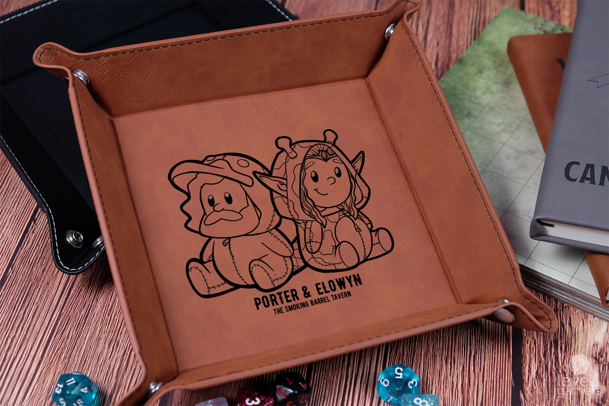 Elowyn & Porter Plushies - Smoking Barrel Dice Tray - FanX Preorder Dice Trays Level 1 Gamers   