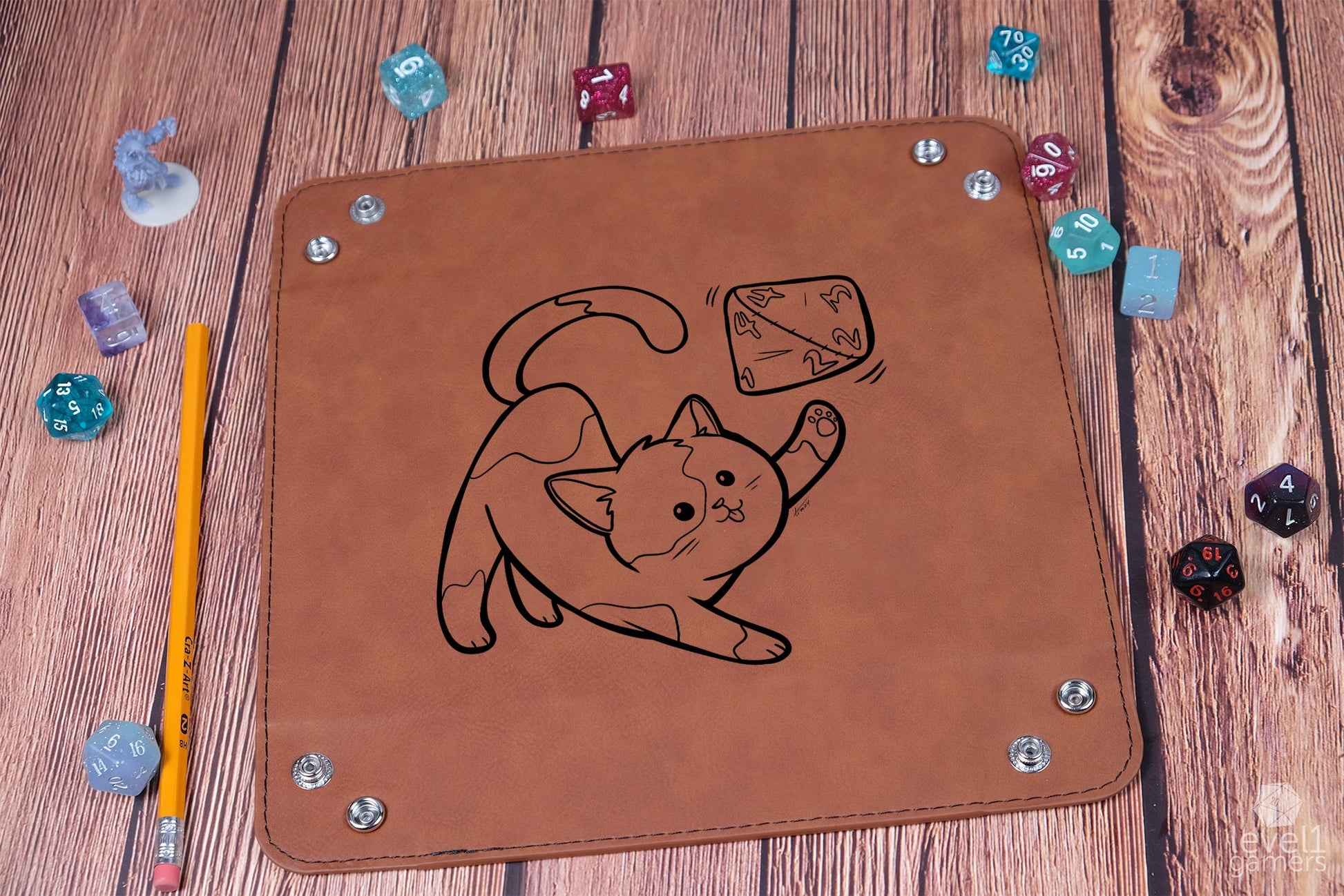 D20 Cat Dice Tray Dice Trays Level 1 Gamers   