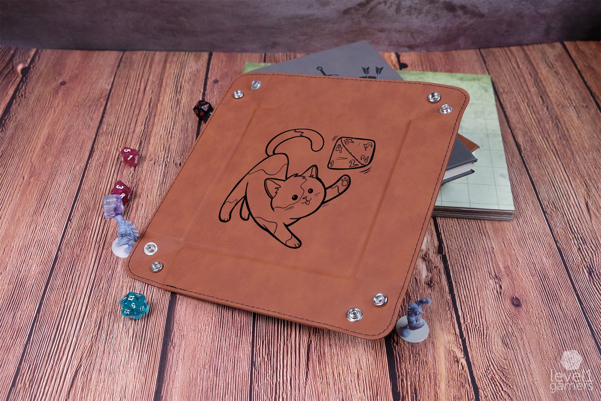 D20 Cat Dice Tray Dice Trays Level 1 Gamers   