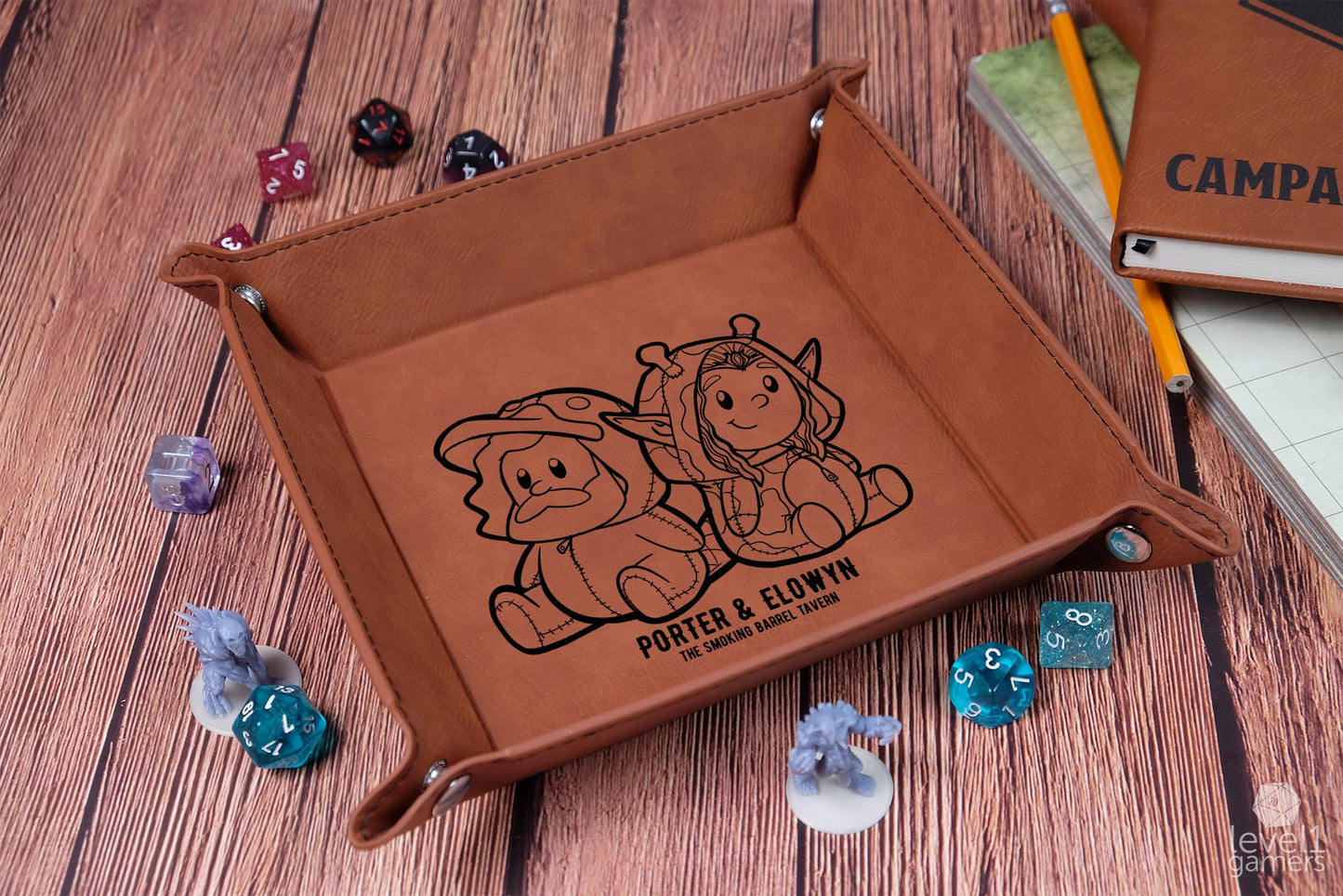 Elowyn & Porter Plushies - Smoking Barrel Dice Tray - FanX Preorder Dice Trays Level 1 Gamers   