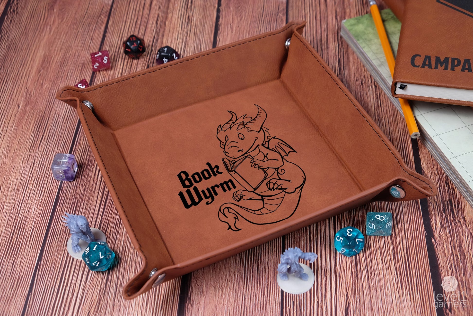Book Wyrm Dice Tray Dice Trays Level 1 Gamers   