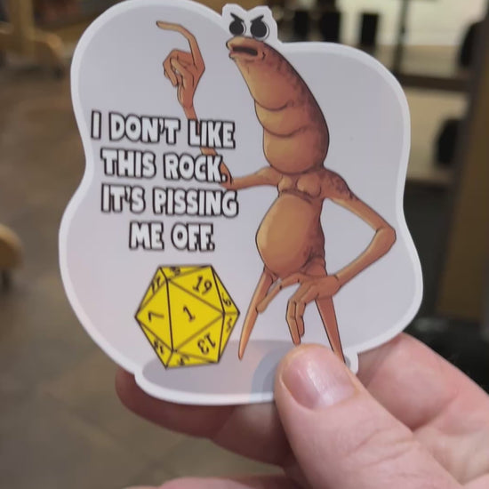 Marcus The Worm - I Don't Like This Rock Sticker - Hilarious Decal For Collectors Level 1 Gamers