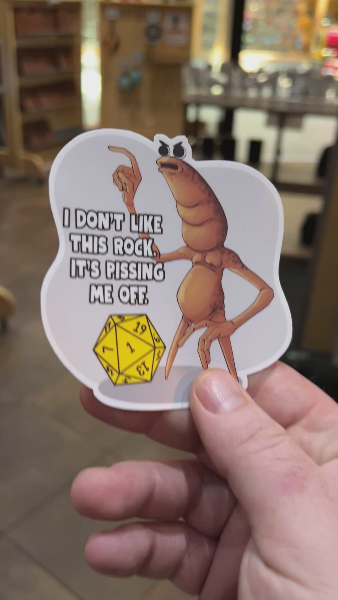 Marcus The Worm - I Don't Like This Rock Sticker - Hilarious Decal For Collectors Level 1 Gamers