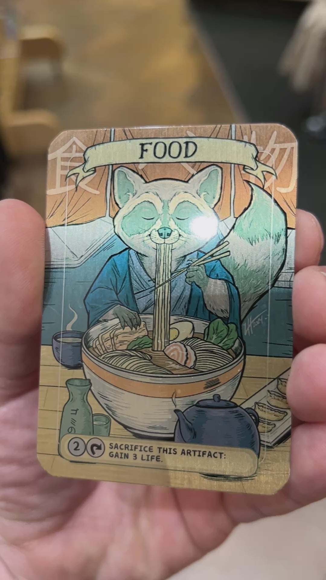 Ramen Raccoon - Metal Token Magic Card Level 1 Gamers