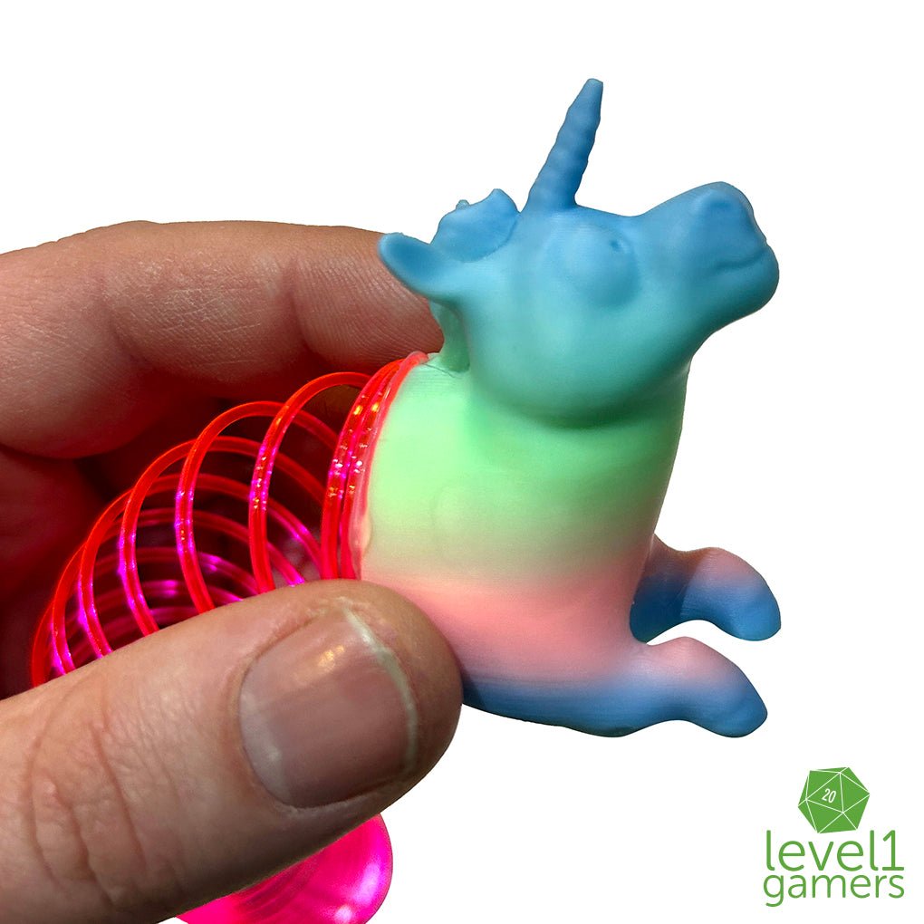 Mystery Gradient 3D Printed Small Unicorn Slinky Level 1 Gamers