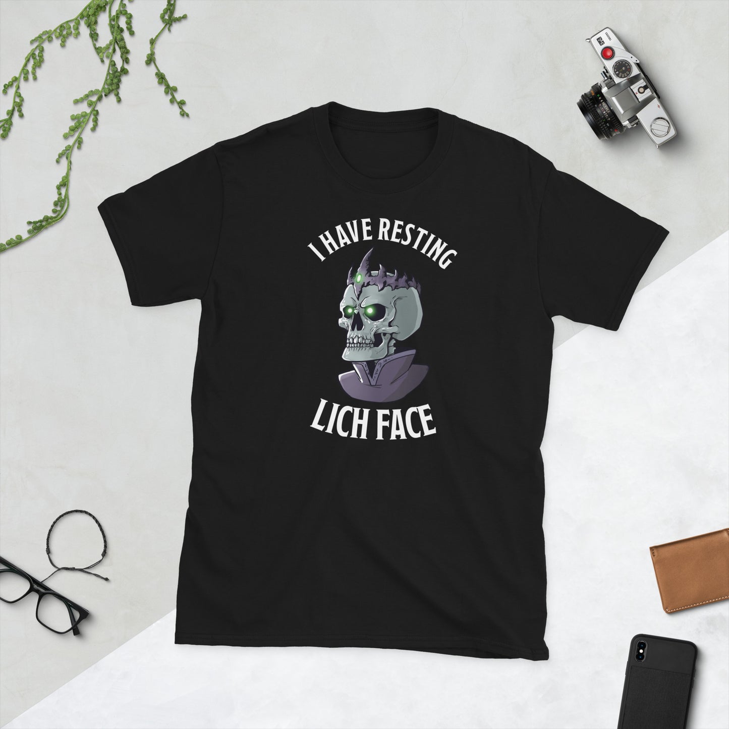 Resting Lich Face Short-Sleeve Unisex T-Shirt  Level 1 Gamers Black S 
