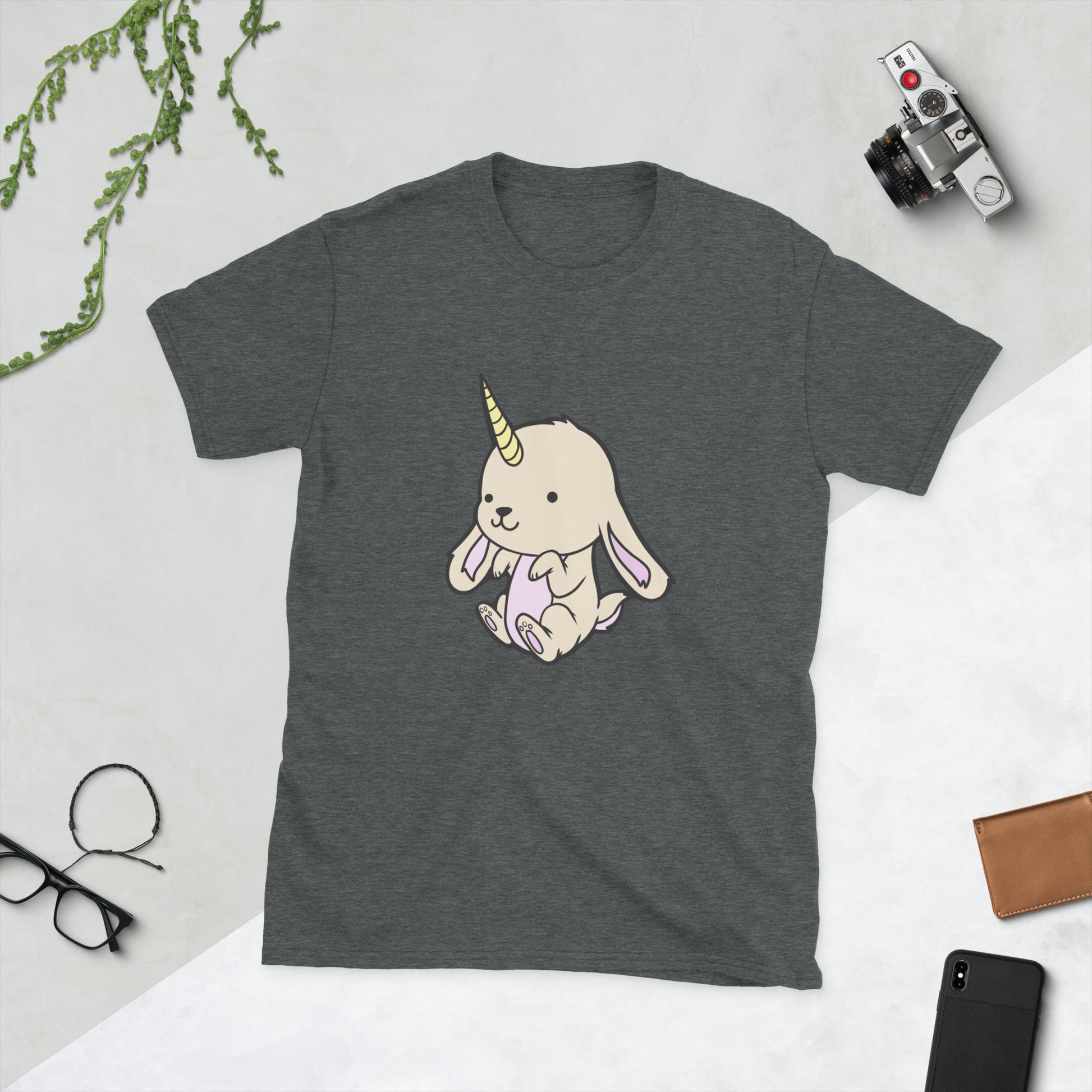 Almiraj (Unicorn Bunny) Short-Sleeve Unisex T-Shirt  Level 1 Gamers Dark Heather S 