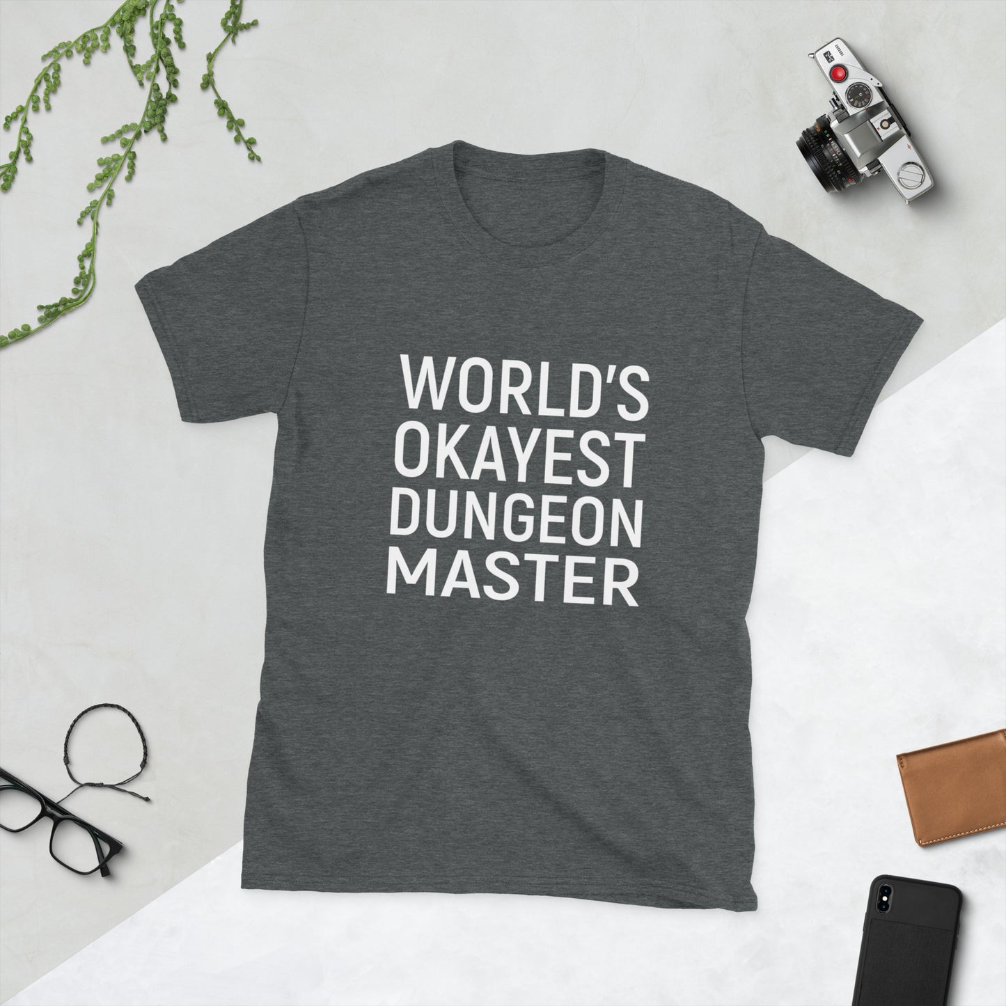 World's Okayest Dungeon Master Short-Sleeve Unisex T-Shirt  Level 1 Gamers Dark Heather S 