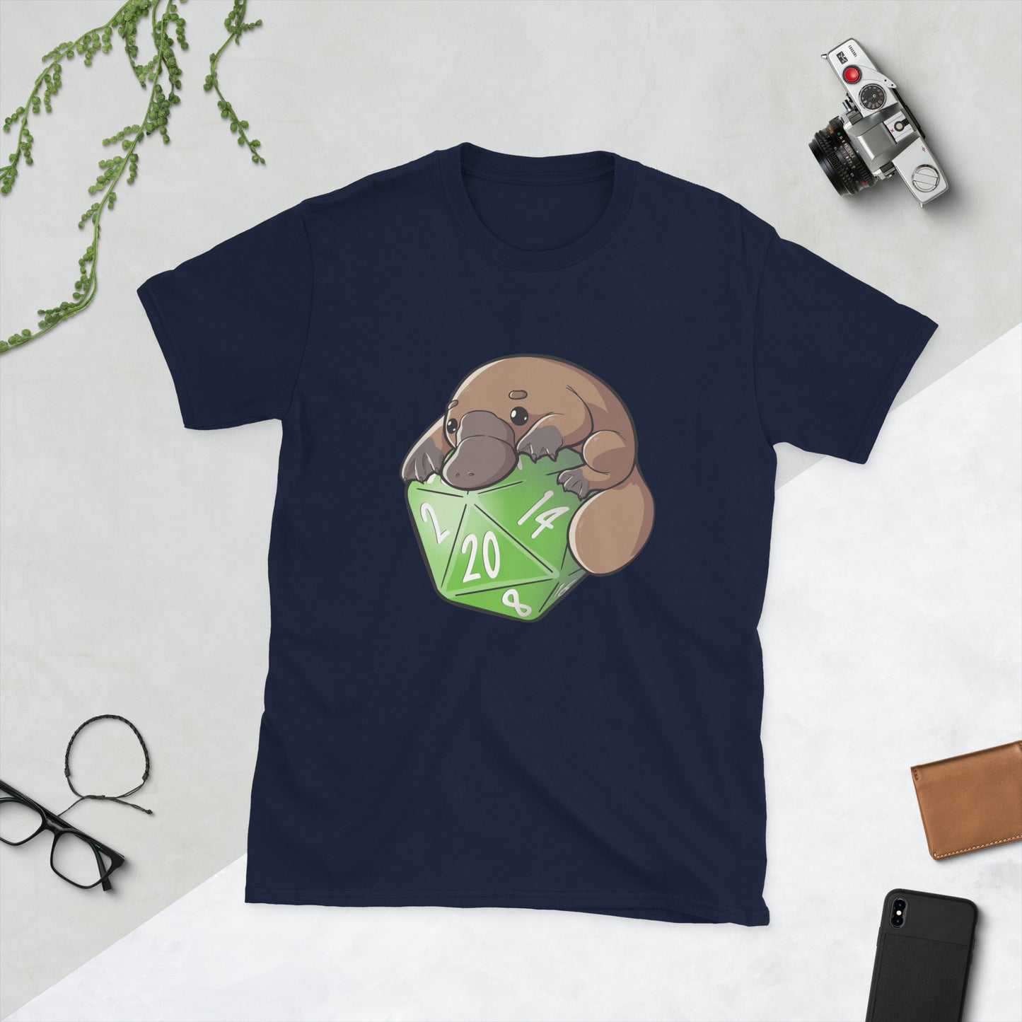 D20 Platypus Short-Sleeve Unisex T-Shirt  Level 1 Gamers Navy S 