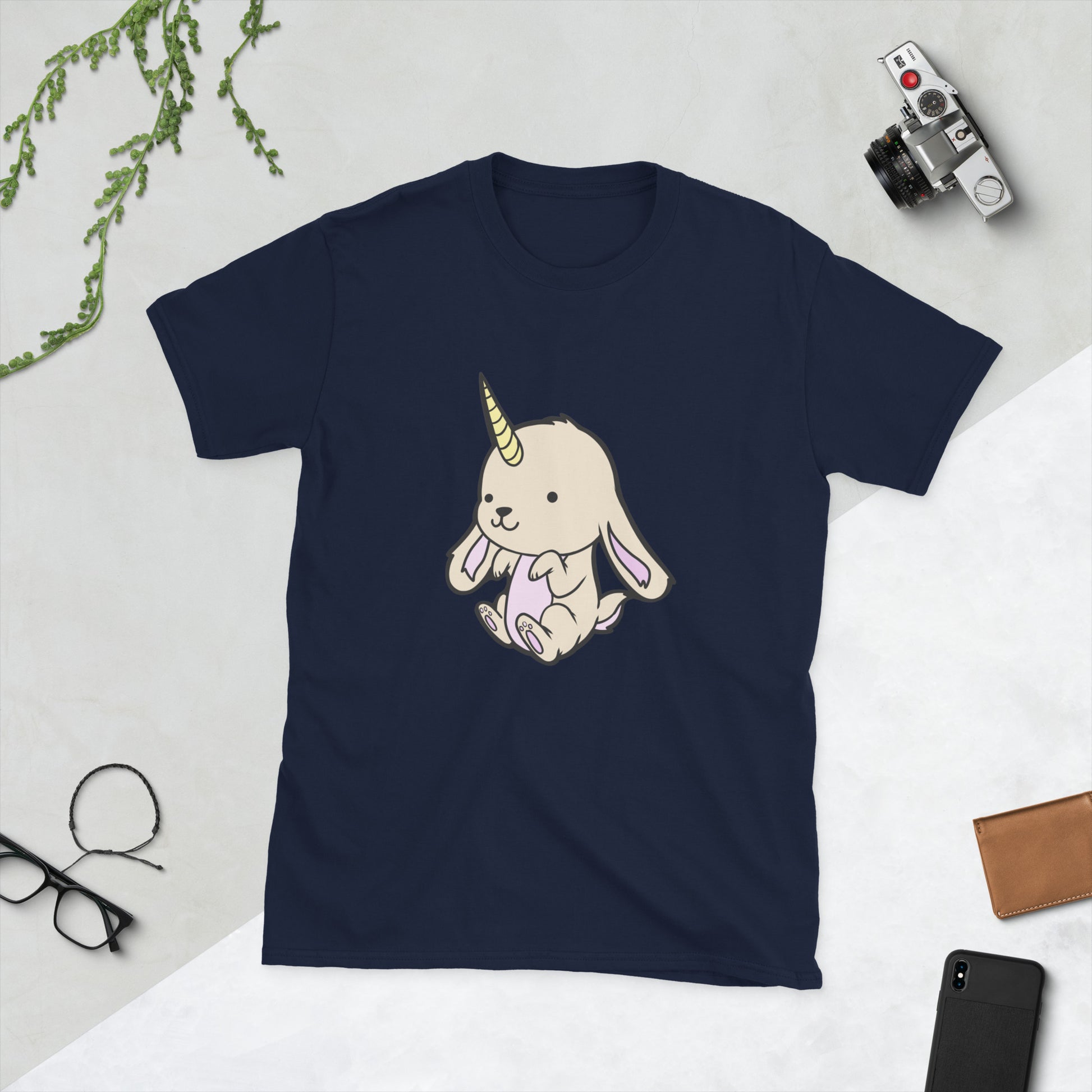 Almiraj (Unicorn Bunny) Short-Sleeve Unisex T-Shirt  Level 1 Gamers Navy S 