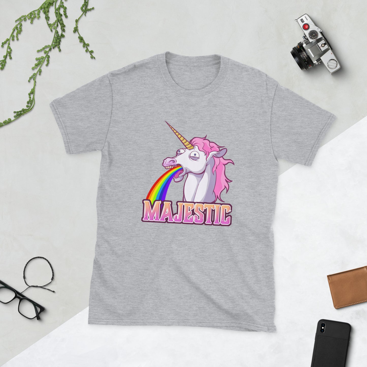 Majestic Unicorn Short-Sleeve Unisex T-Shirt  Level 1 Gamers Sport Grey S 