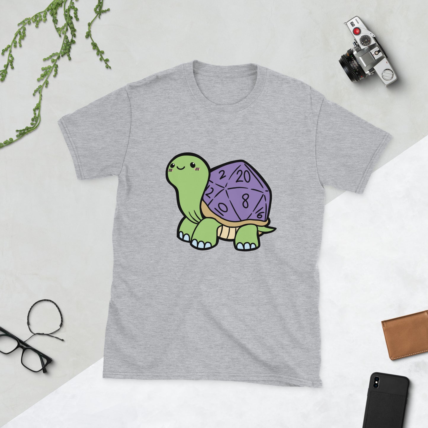 D20 Turtle Short-Sleeve Unisex T-Shirt  Level 1 Gamers Sport Grey S 