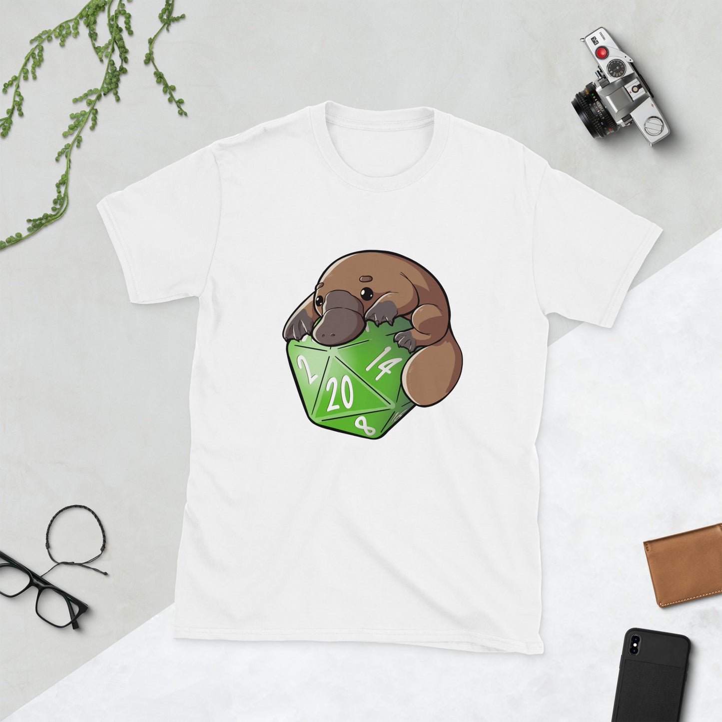 D20 Platypus Short-Sleeve Unisex T-Shirt  Level 1 Gamers White S 