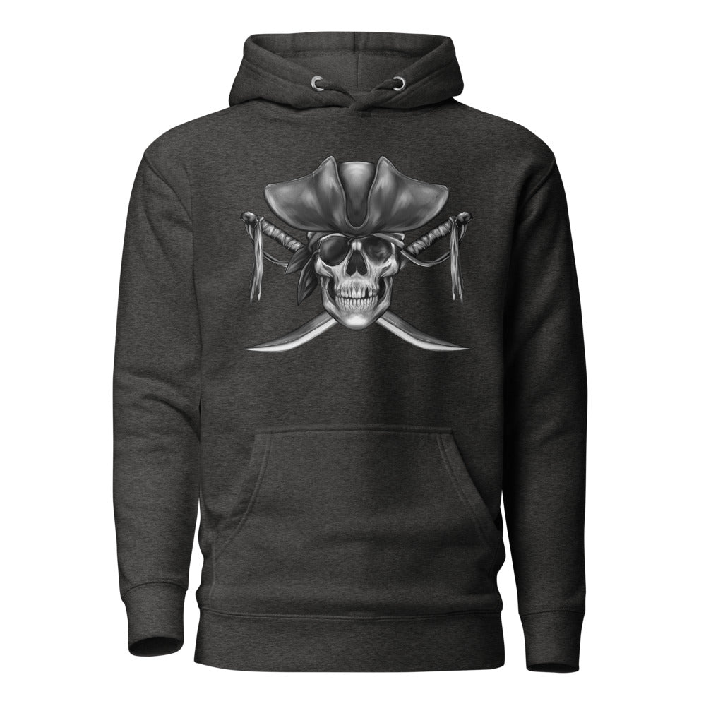Pirate Jolly Roger Flag Unisex Hoodie  Level 1 Gamers Charcoal Heather S 