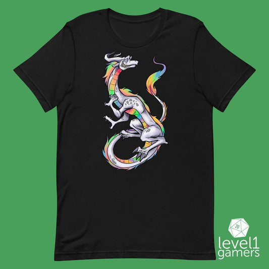 Rainbow Pride Dragon Unisex t-shirt Level 1 Gamers Black XS