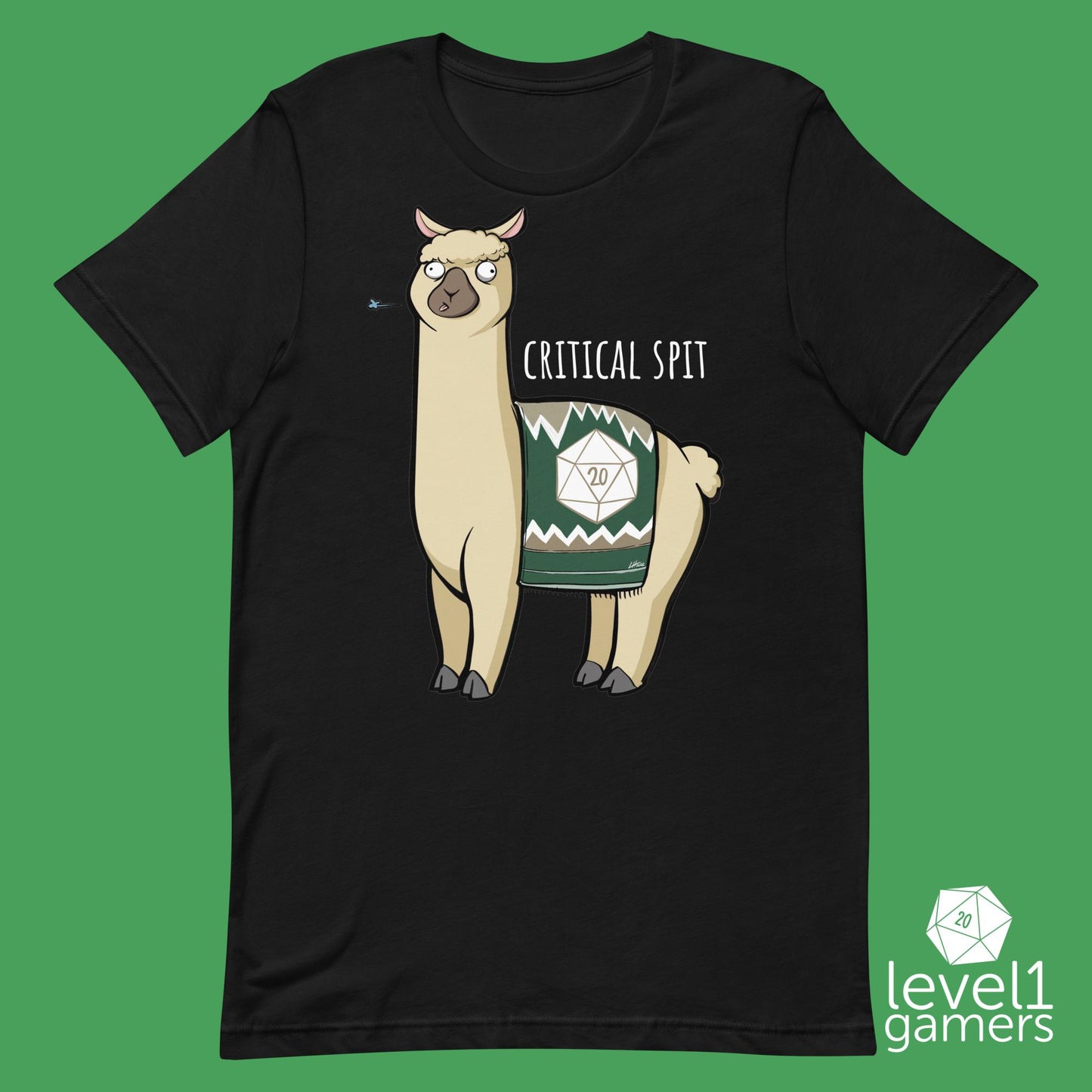 Critical spit llama Unisex t-shirt Level 1 Gamers Black XS