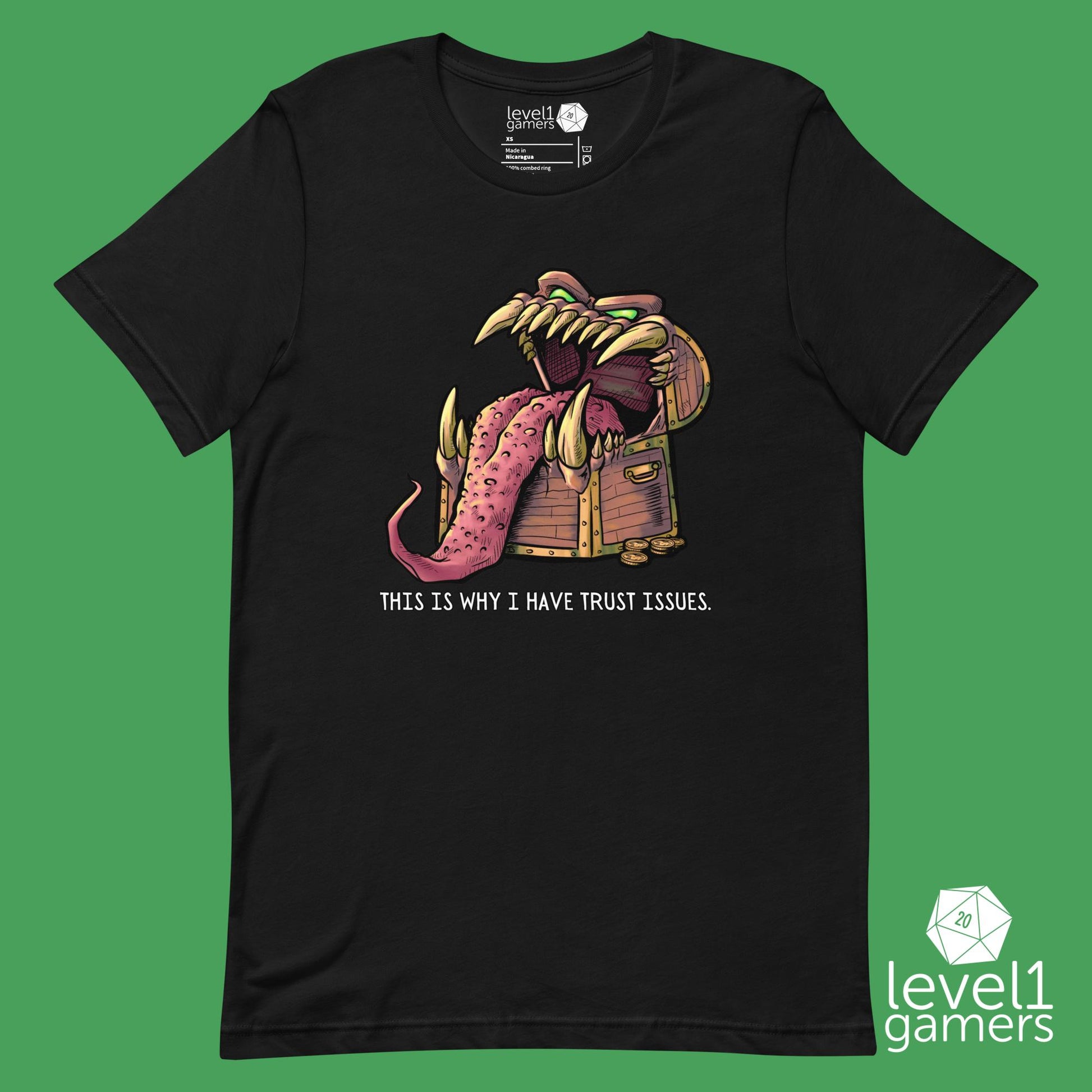 Mimic trust issues Unisex t-shirt Level 1 Gamers Black XS