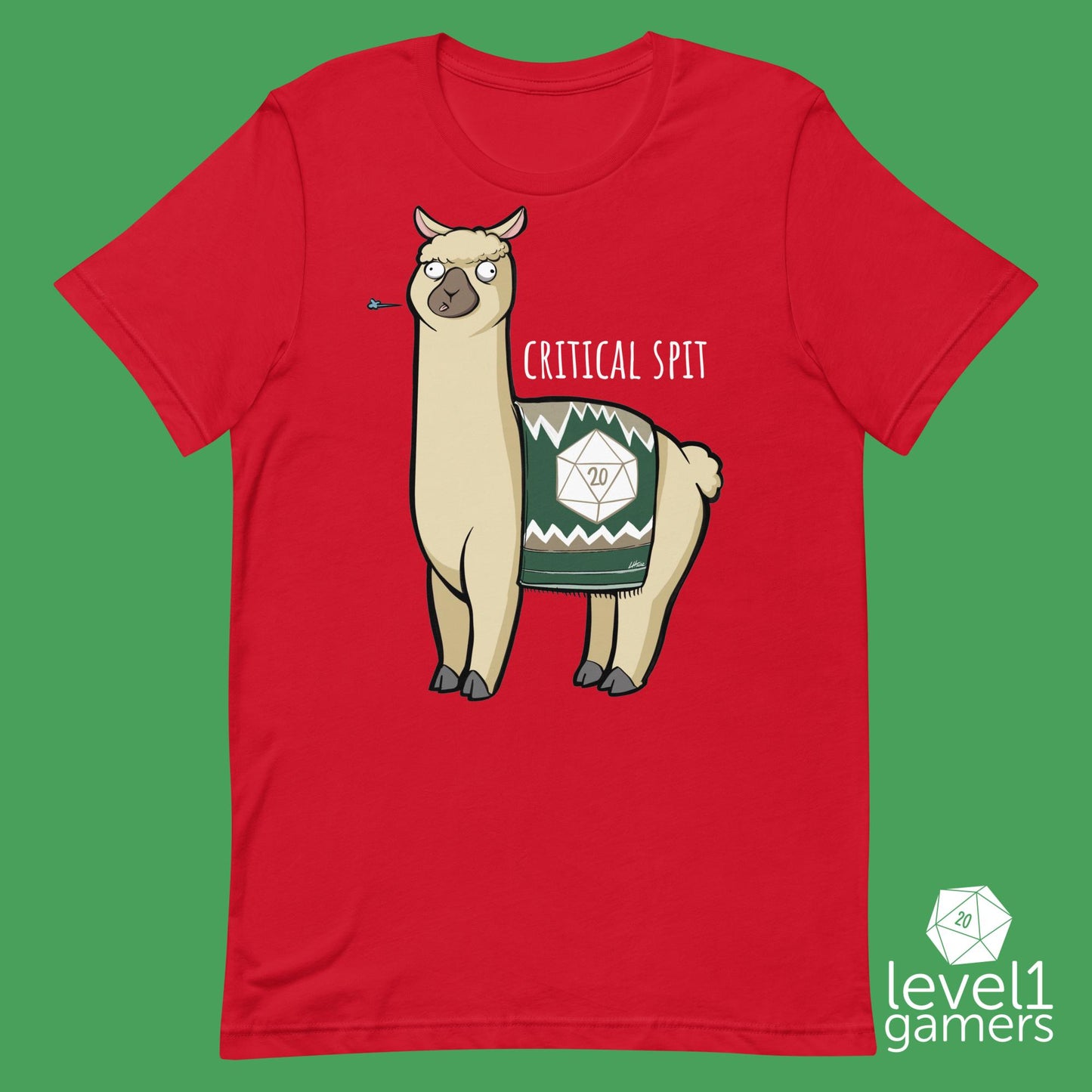 Critical spit llama Unisex t-shirt Level 1 Gamers Red XS