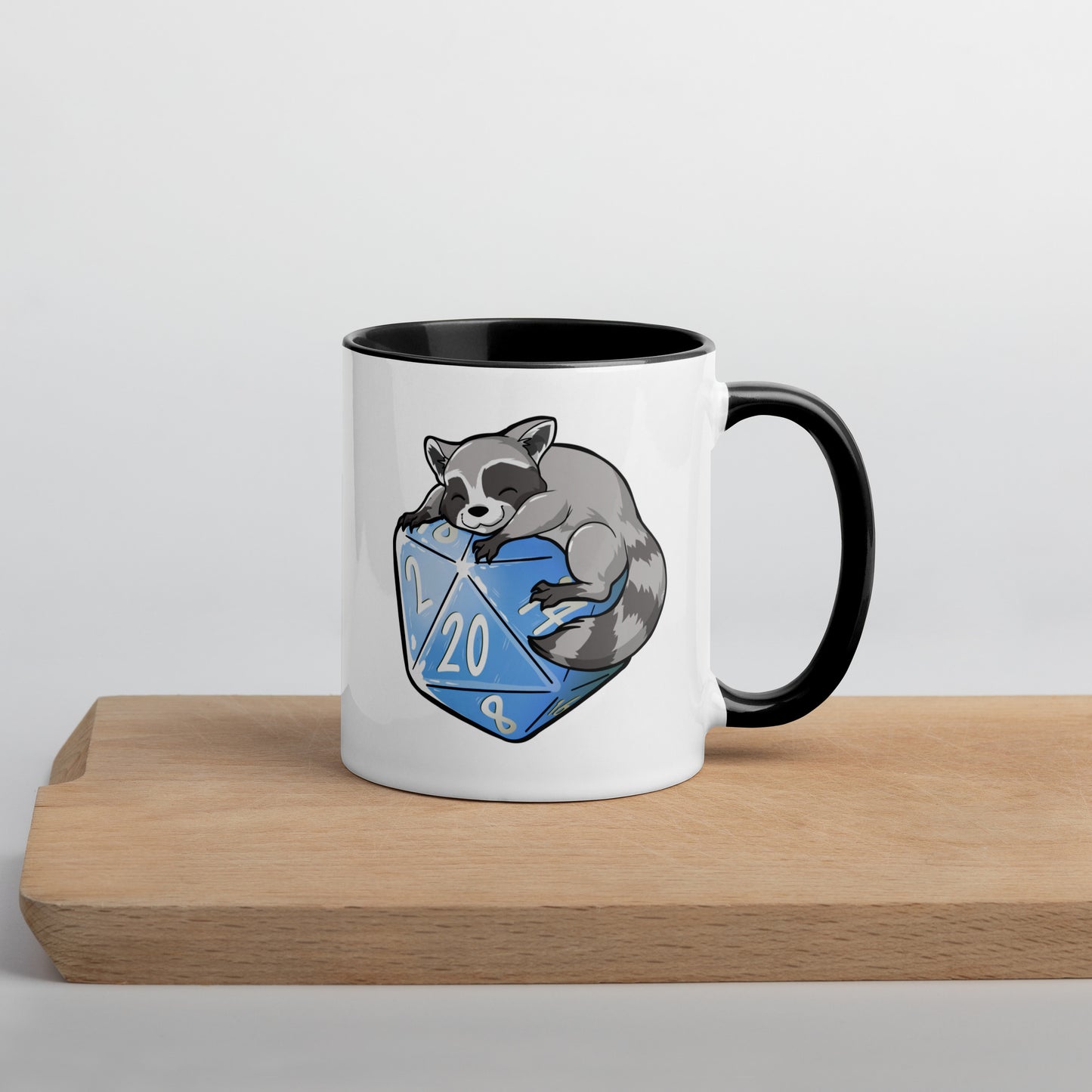 D20 Racoon Mug with Color Inside  Level 1 Gamers   