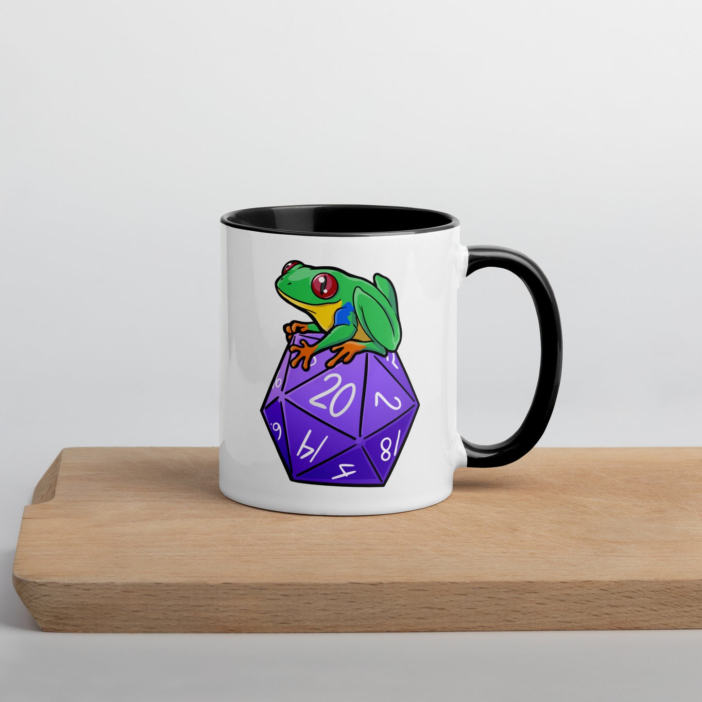 D20 Red-Eyed Tree Frog Mug with Color Inside  Level 1 Gamers   
