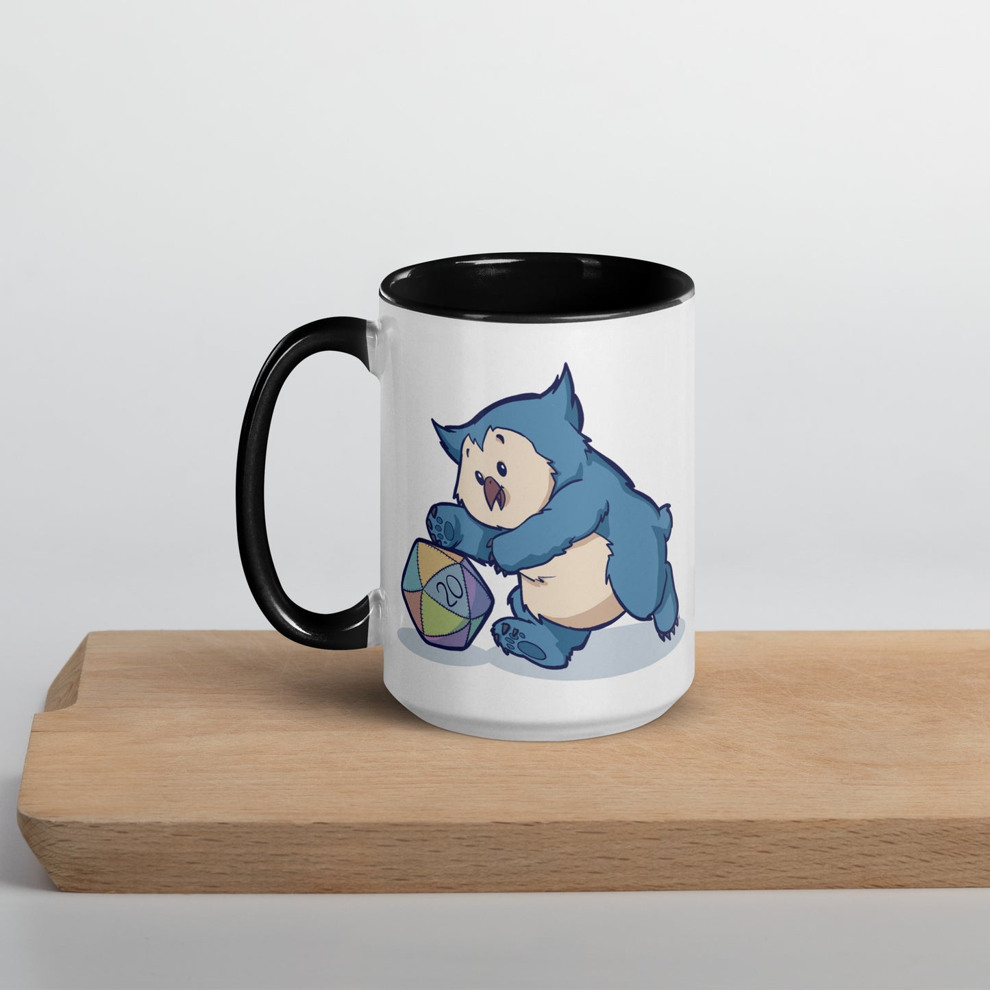 Owlbear Mug with Color Inside  Level 1 Gamers Black 15 oz 