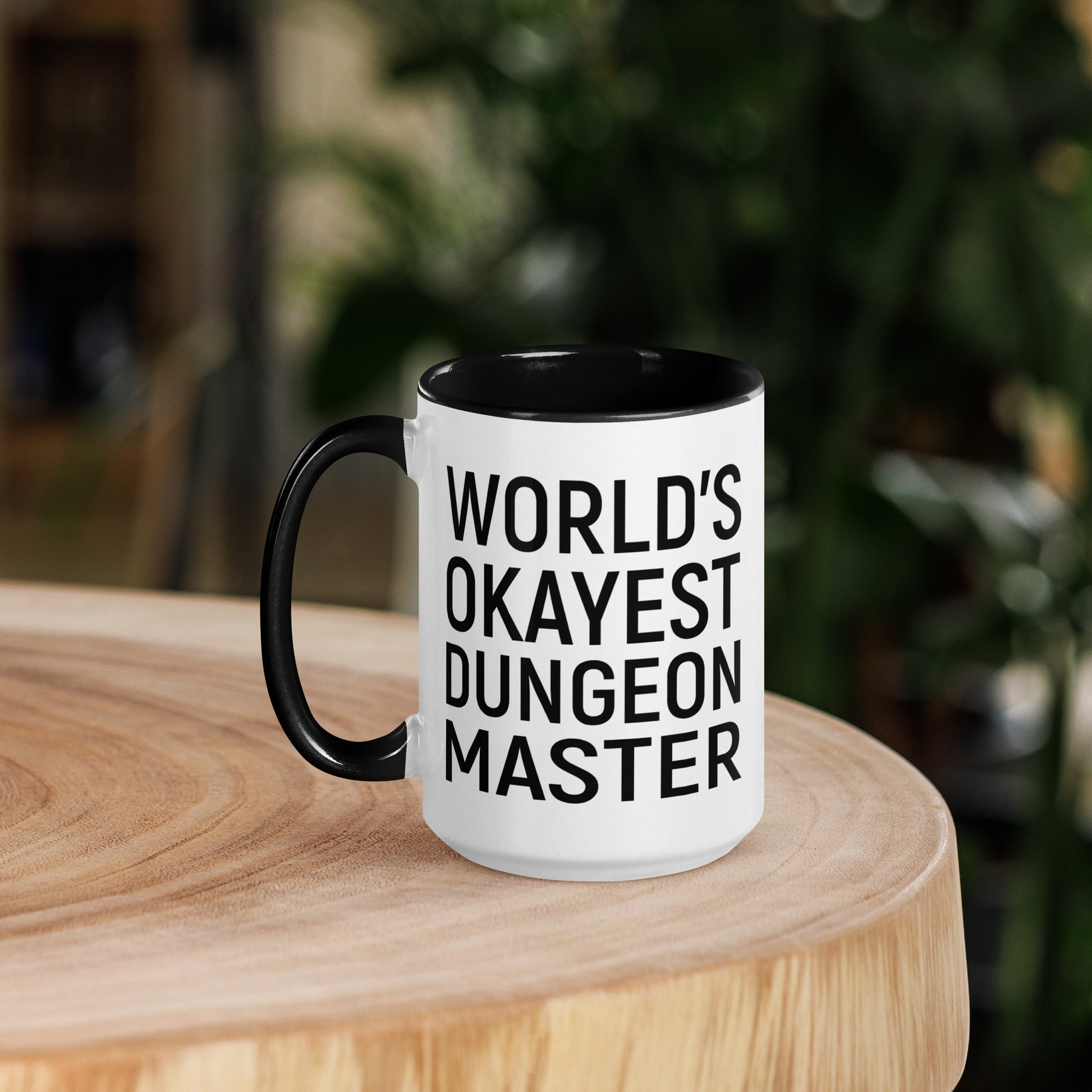 World's Okayest Dungeon Master Mug with Color Inside  Level 1 Gamers Black 15oz 