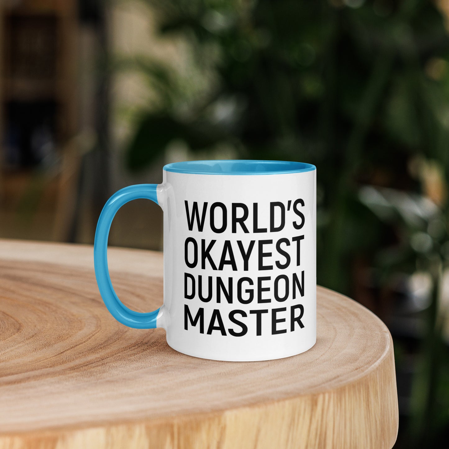 World's Okayest Dungeon Master Mug with Color Inside  Level 1 Gamers Blue 11oz 
