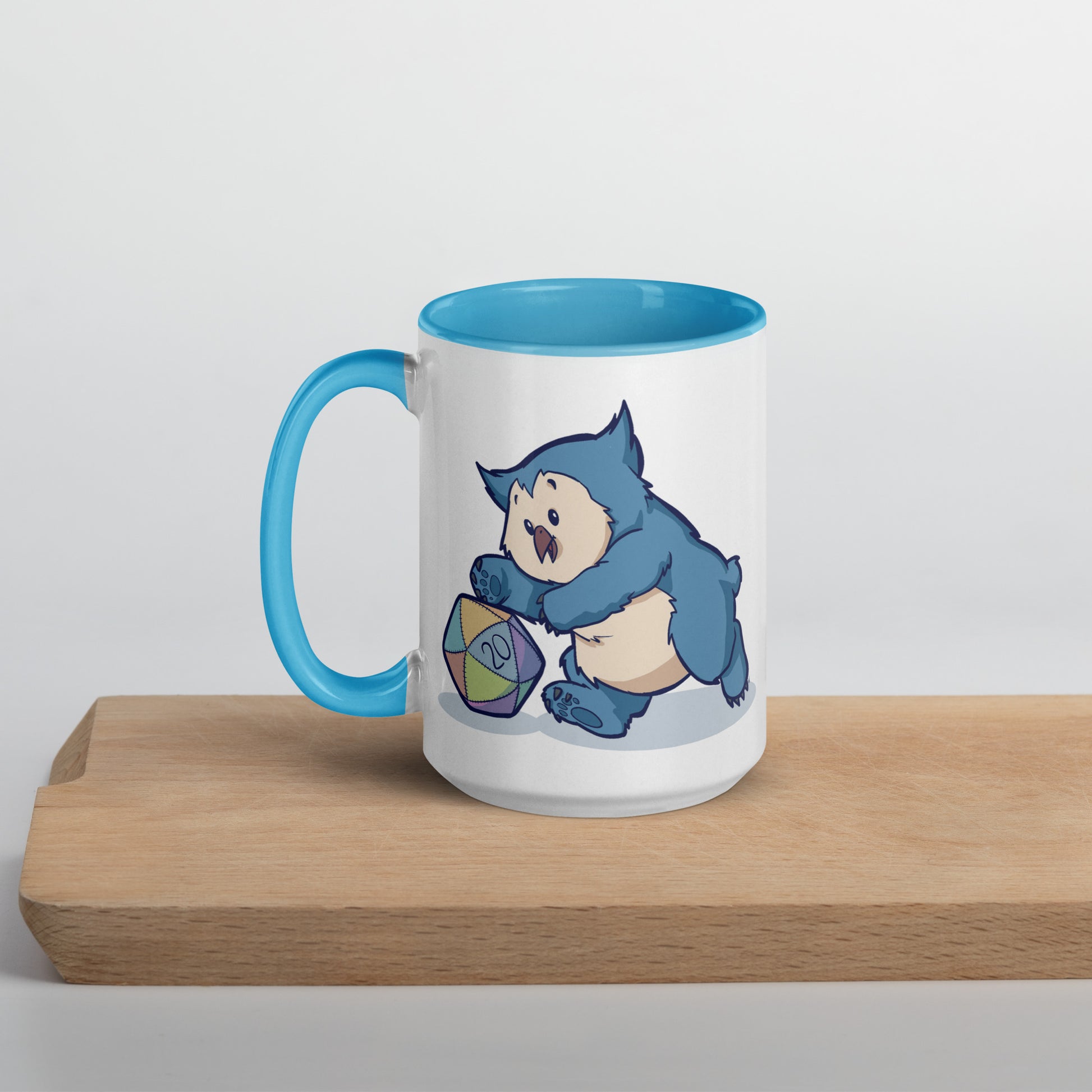 Owlbear Mug with Color Inside  Level 1 Gamers Blue 15 oz 