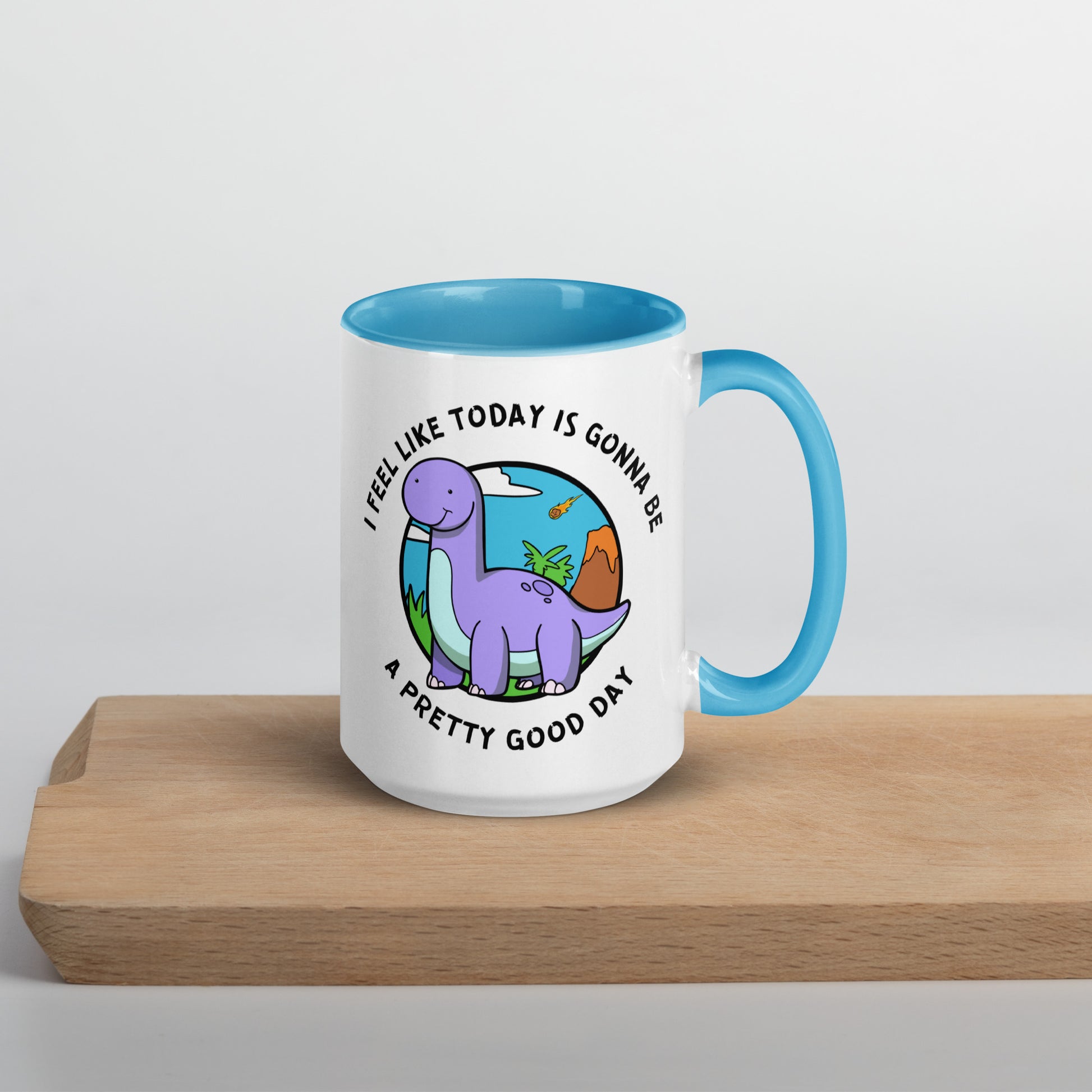 Good Day Dino Mug  Level 1 Gamers Blue 15 oz 