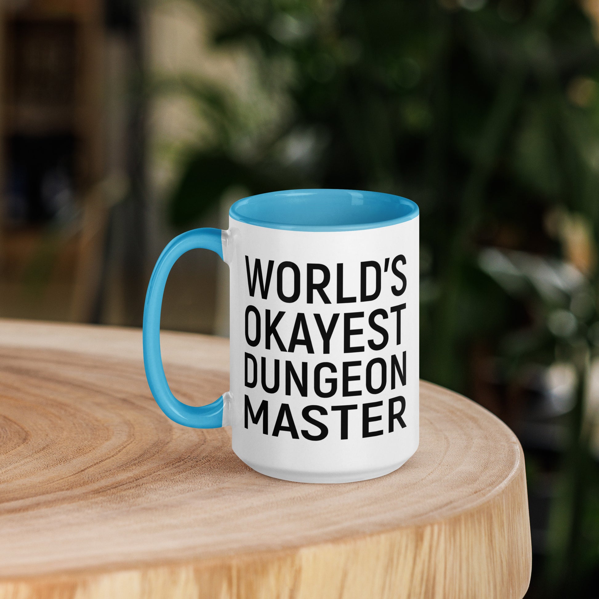 World's Okayest Dungeon Master Mug with Color Inside  Level 1 Gamers Blue 15oz 