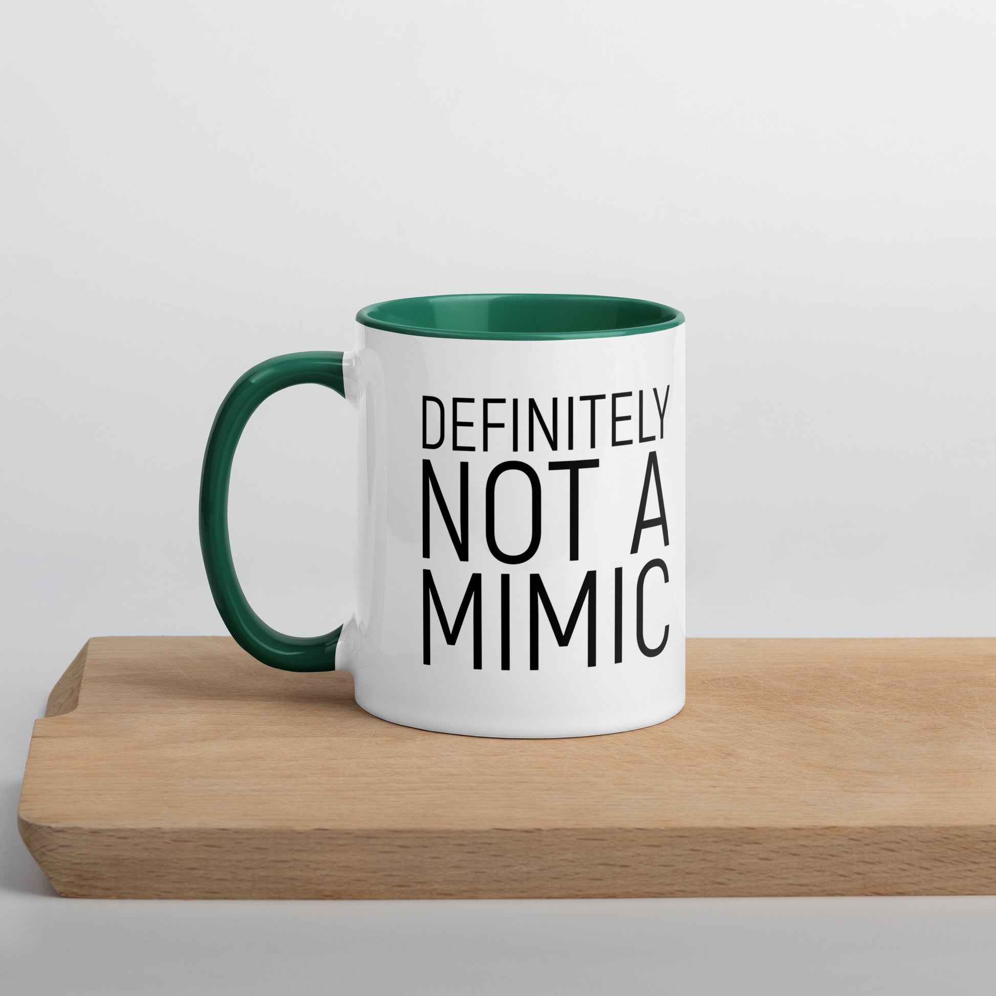 Definitely NOT a Mimic Double sided Mug with Color Inside  Level 1 Gamers Dark Green 11oz 