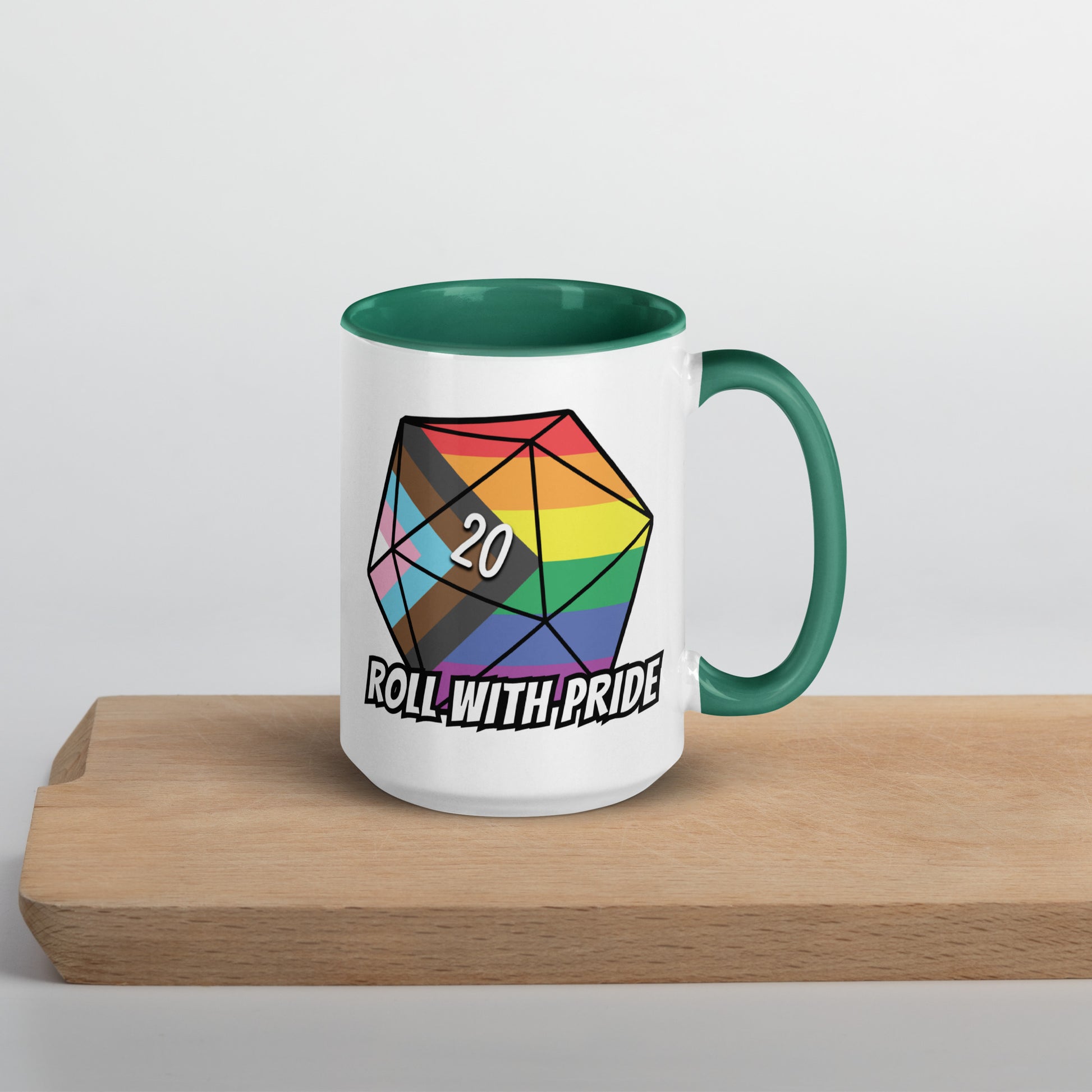 Roll with Pride Mug  Level 1 Gamers Dark green 15 oz 