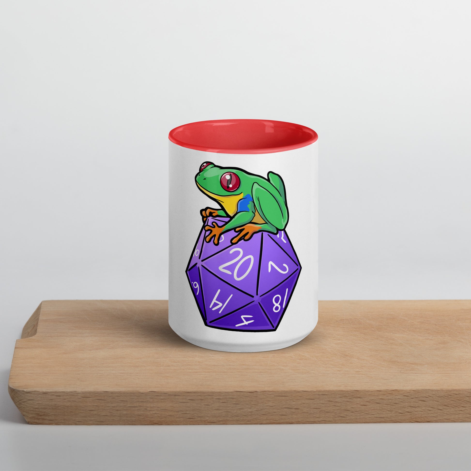 D20 Red-Eyed Tree Frog Mug with Color Inside  Level 1 Gamers   