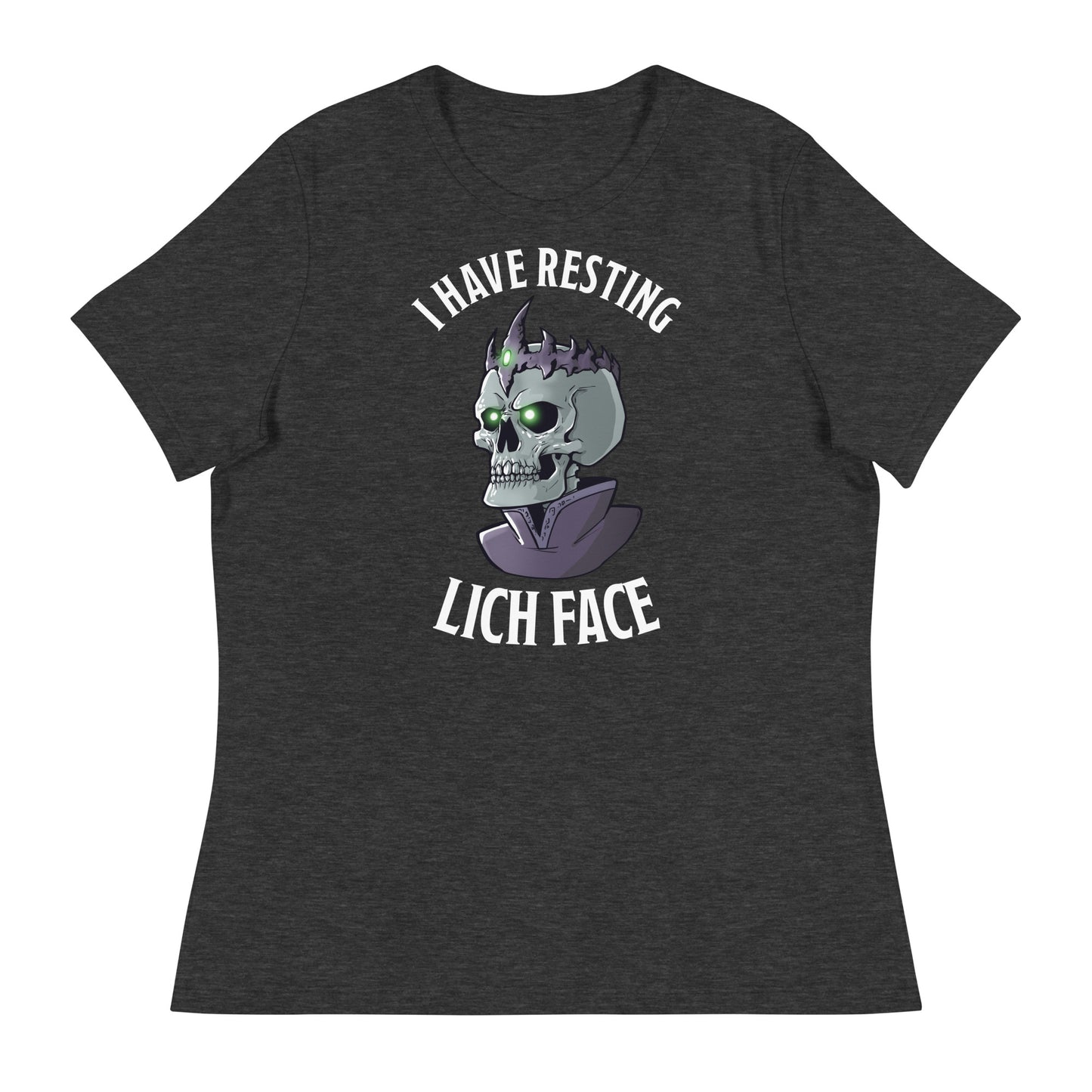 Resting Lich Face Women's Relaxed T-Shirt  Level 1 Gamers Dark Grey Heather S 