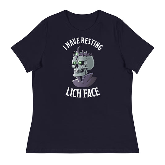 Resting Lich Face Women's Relaxed T-Shirt  Level 1 Gamers Navy S 
