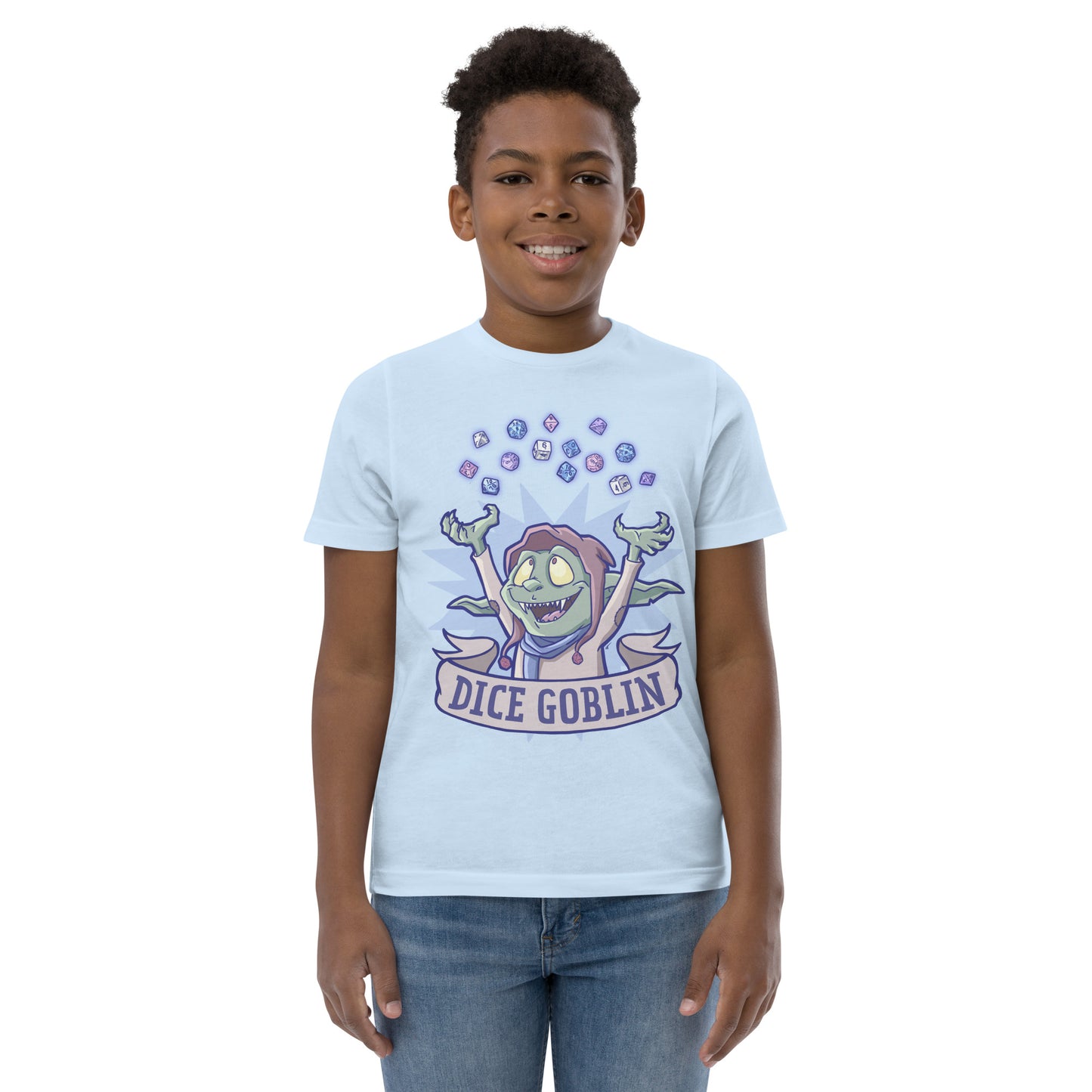 Dice Goblin Youth t-shirt  Level 1 Gamers Light Blue XS 