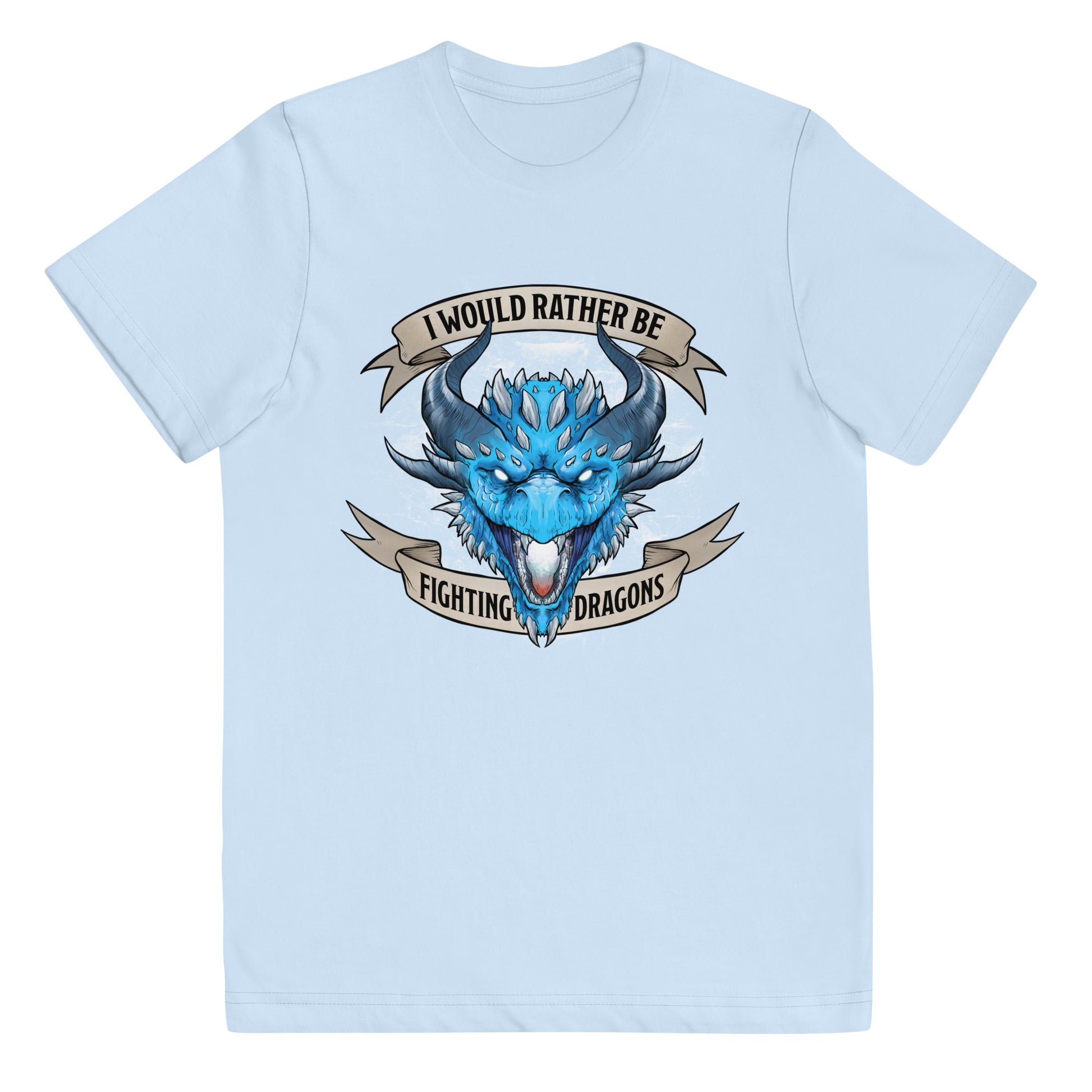 Fighting Dragons Youth jersey t-shirt  Level 1 Gamers Light Blue XS 